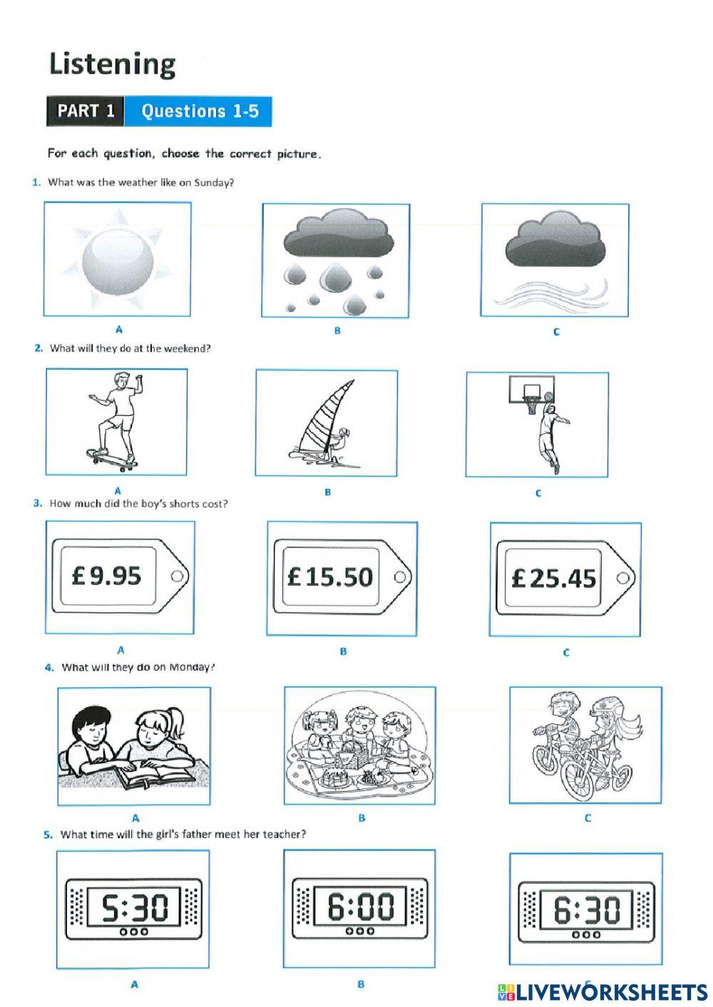 6E 1.8 Listening part 1 - Test 4