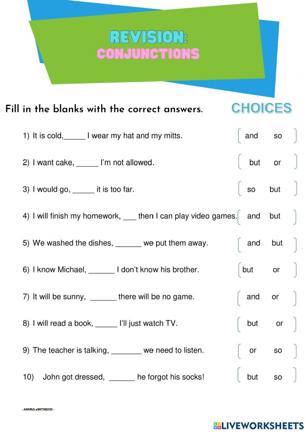 Conjunctions Year 6 KSSR Conjunctions Year 6 KSSR