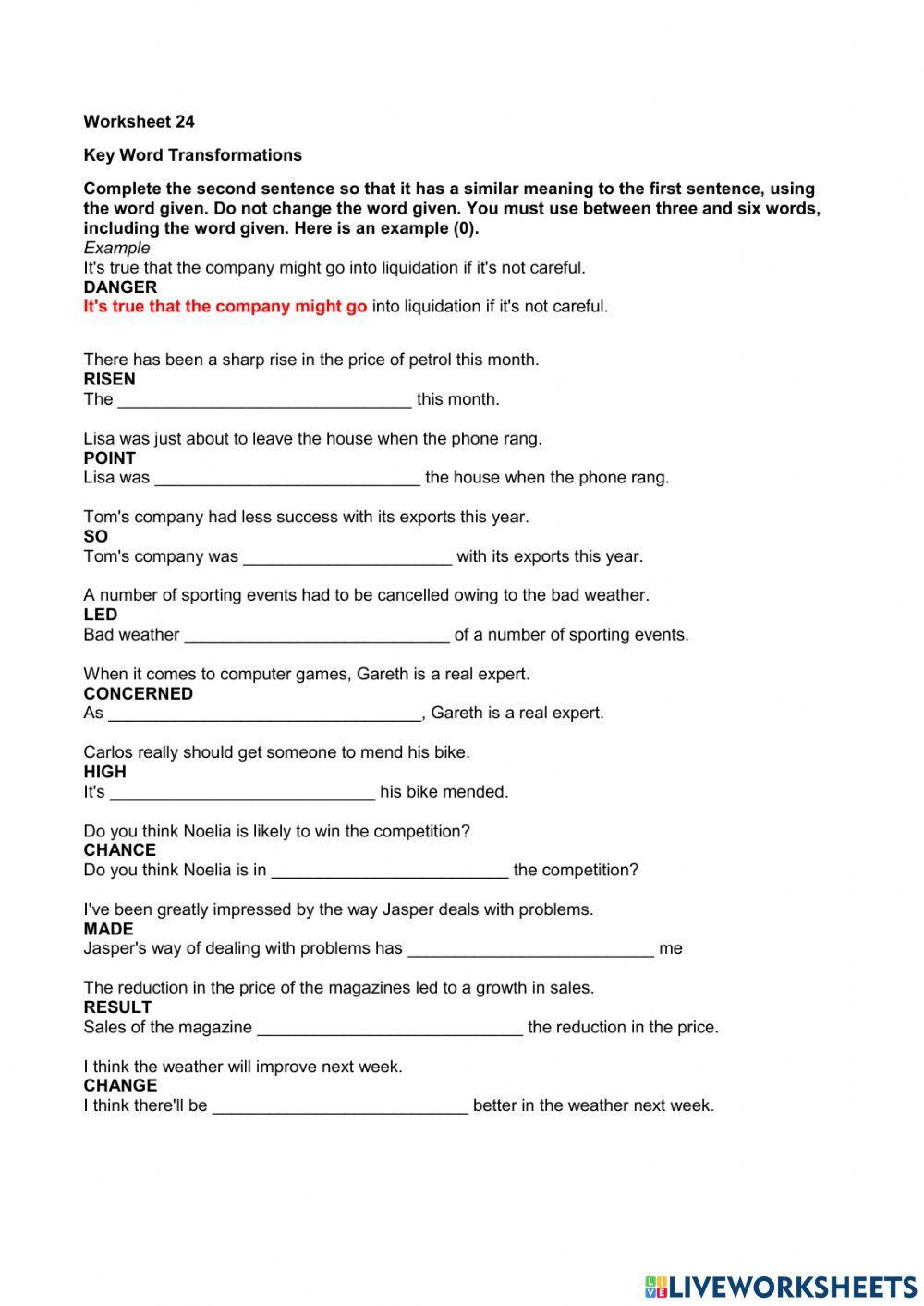 Key Word Transformation 24