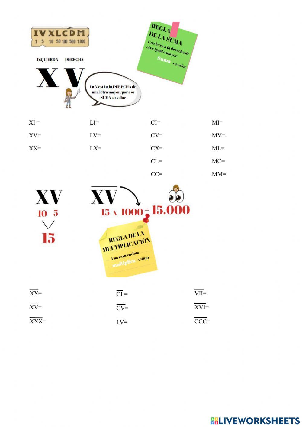 Números romanos Reglas 2