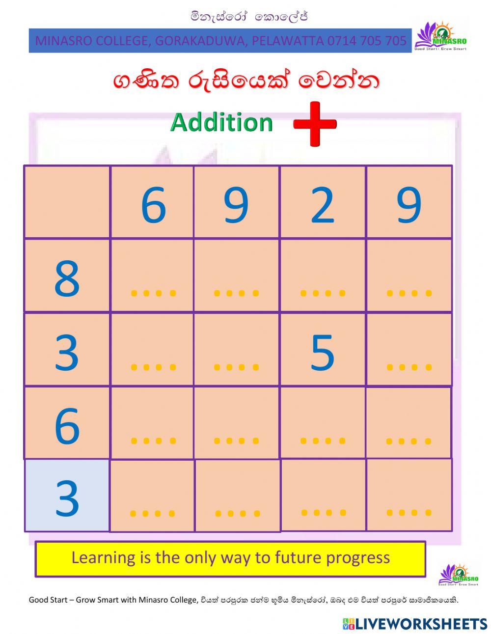 Minasro College - Mathematics for primary classes