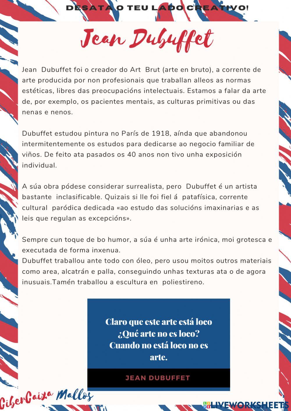 Observación e linguaxe ao redor da reprodución do  autorretrato de  Jean Dubuffet