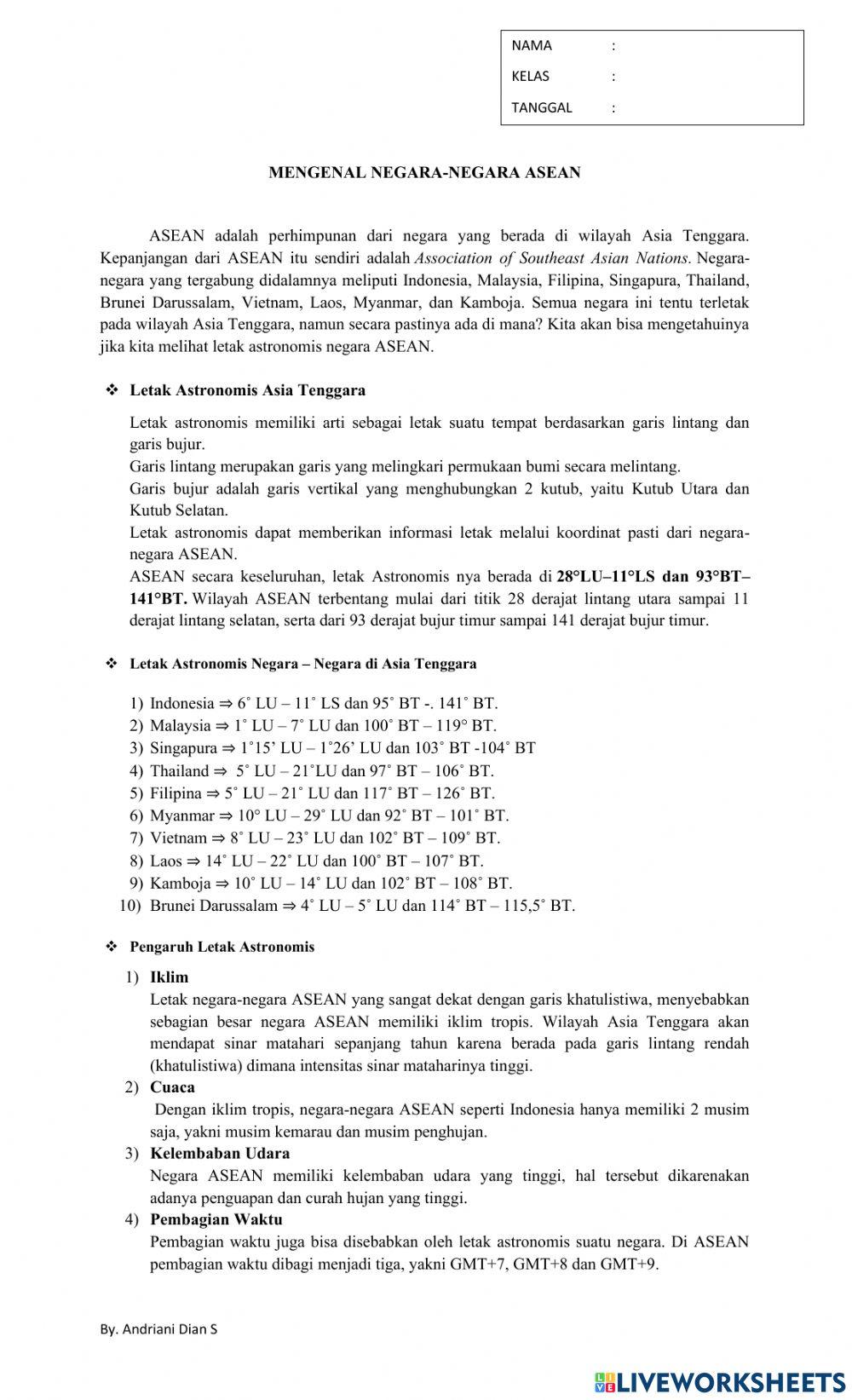 Letak astronomis asean