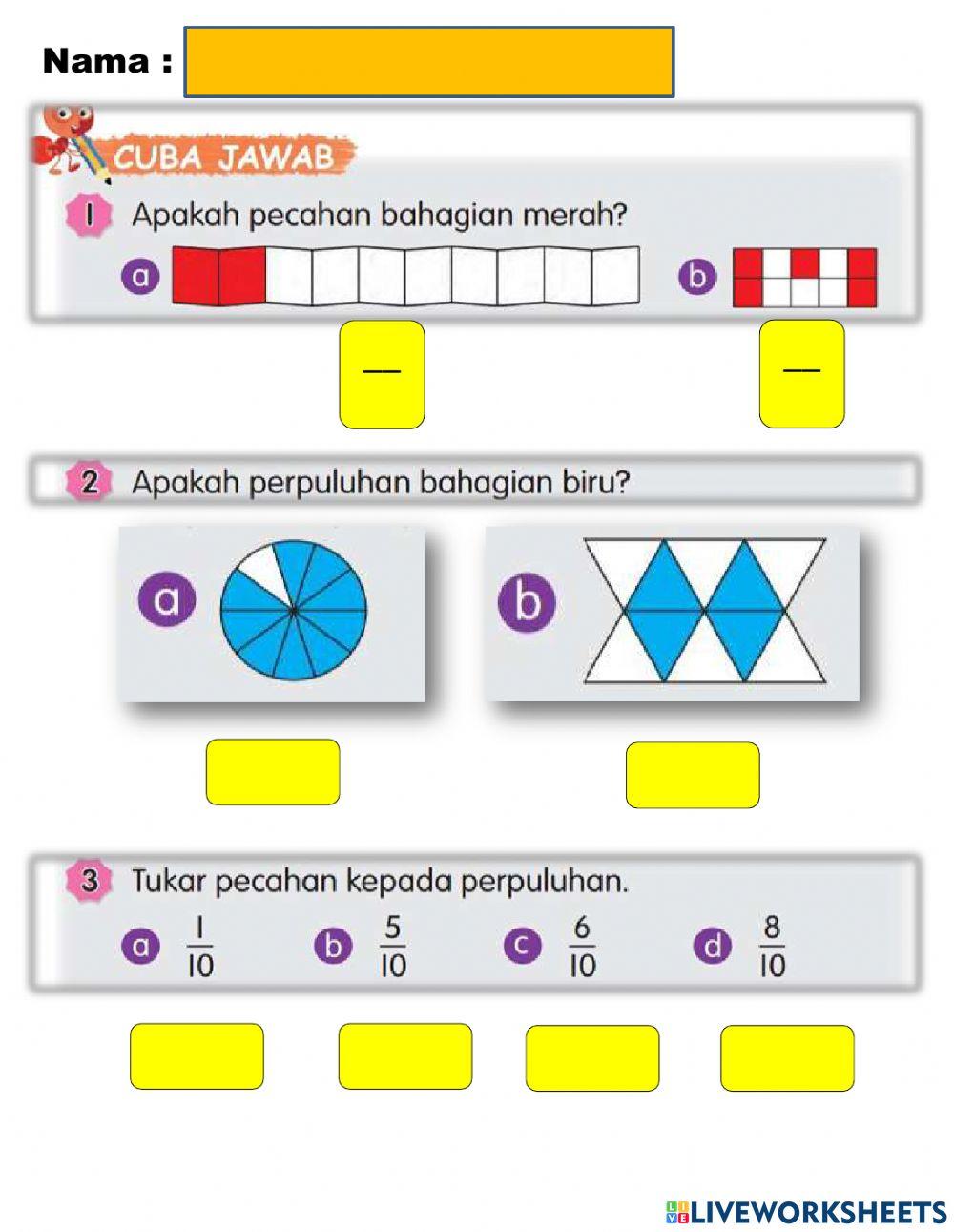 Tukar pecahan kepada perpuluhan