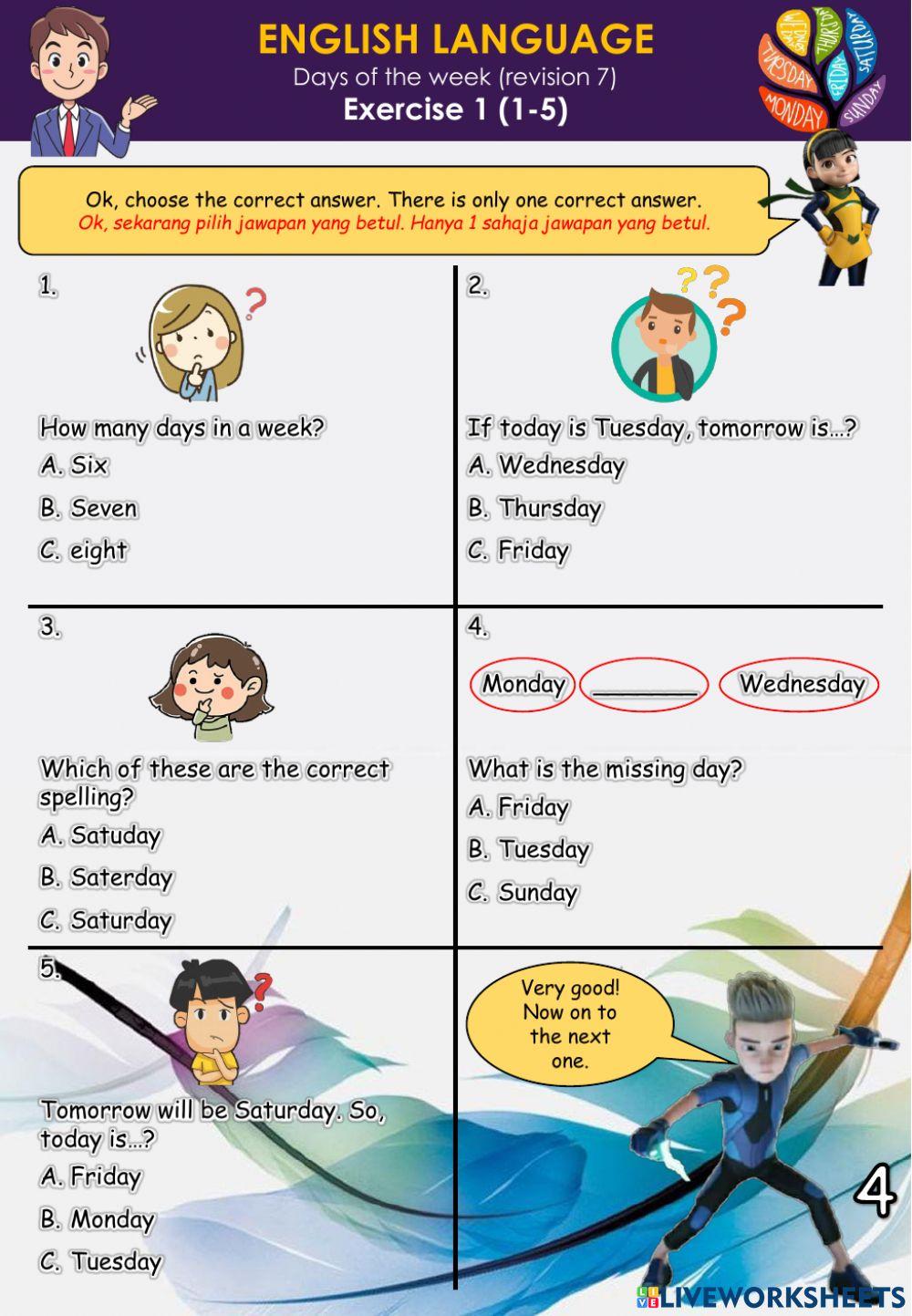 Days of the Week (Revision 7) Revision Quiz