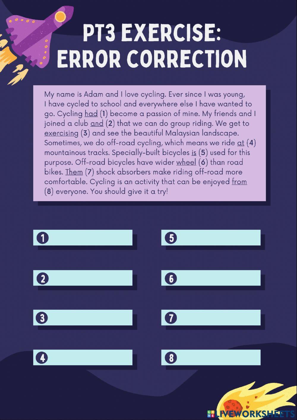 PT3 Exercise: Error Correction