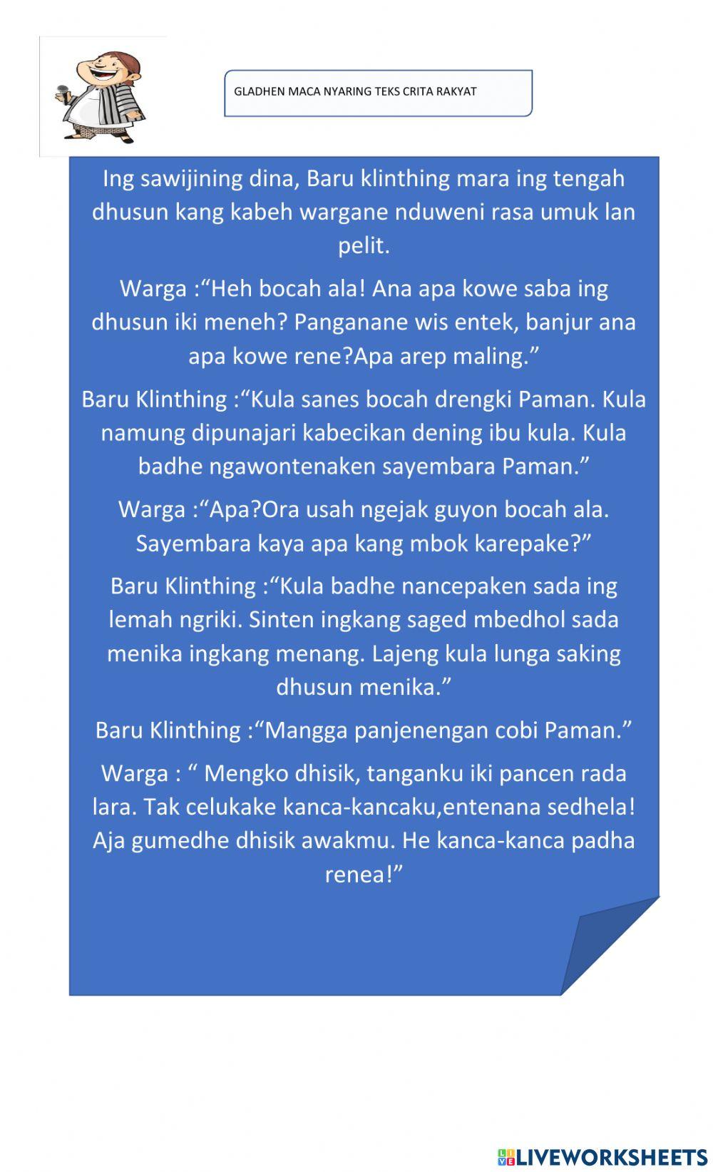 Crita Rakyat RAWA PENING