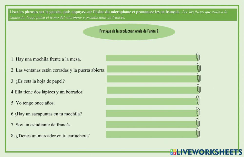 Production orale en clase