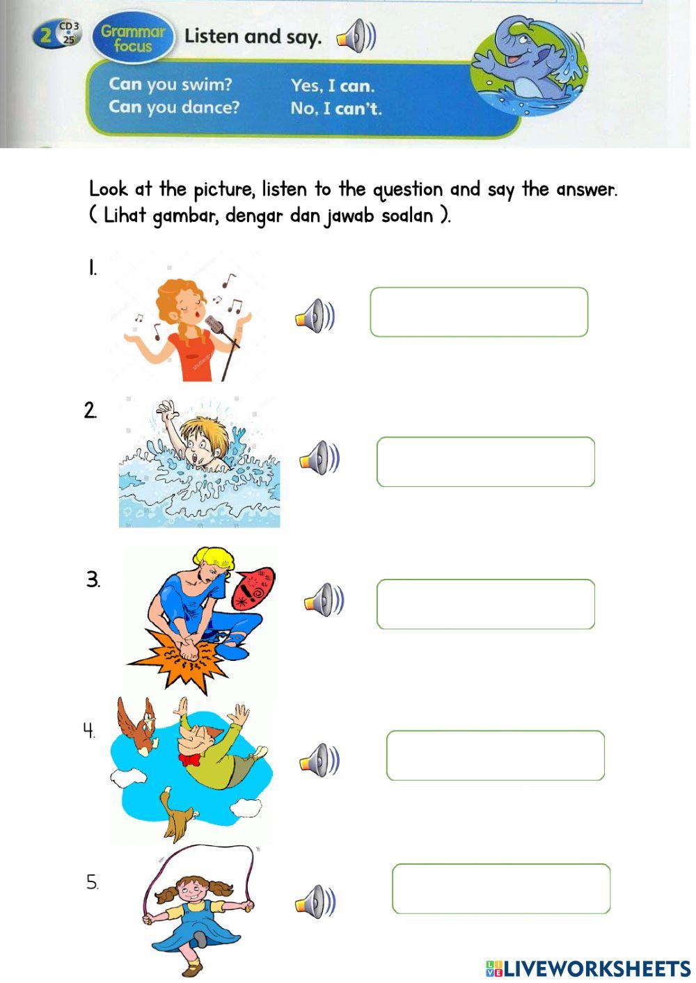 Year 2 Unit 8 Can you speaking activity