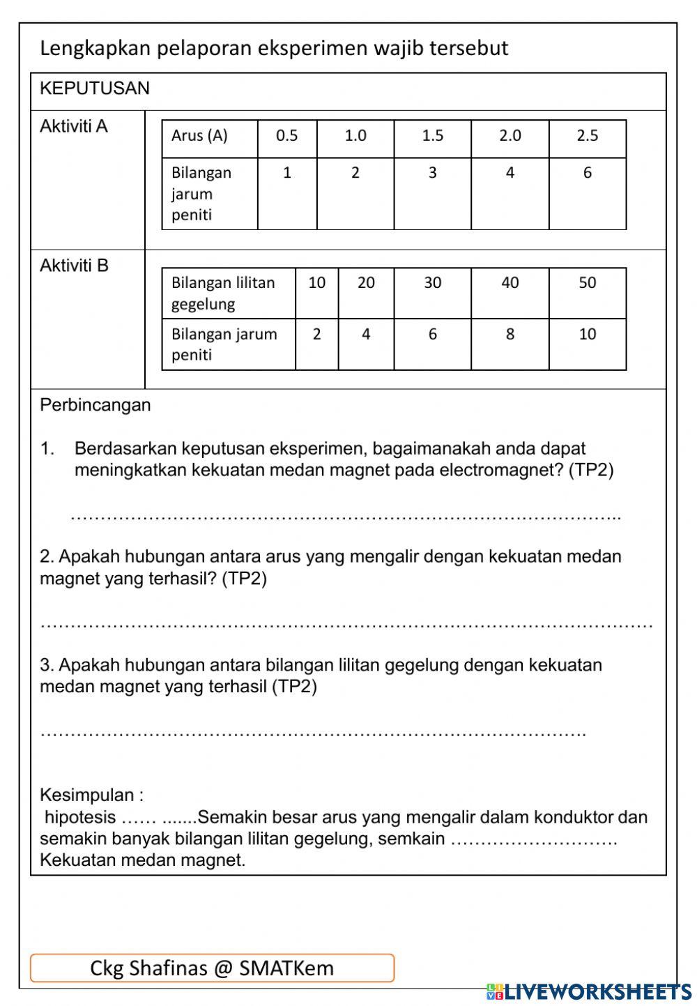 Eksperimen elektromagnet