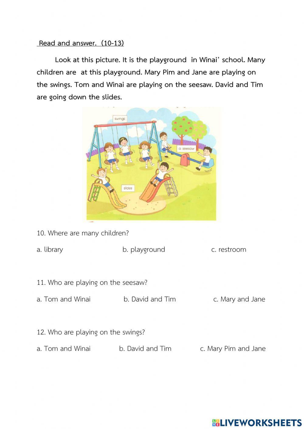 ข้อสอบกลางภาคภาษาอังกฤษ ป..3