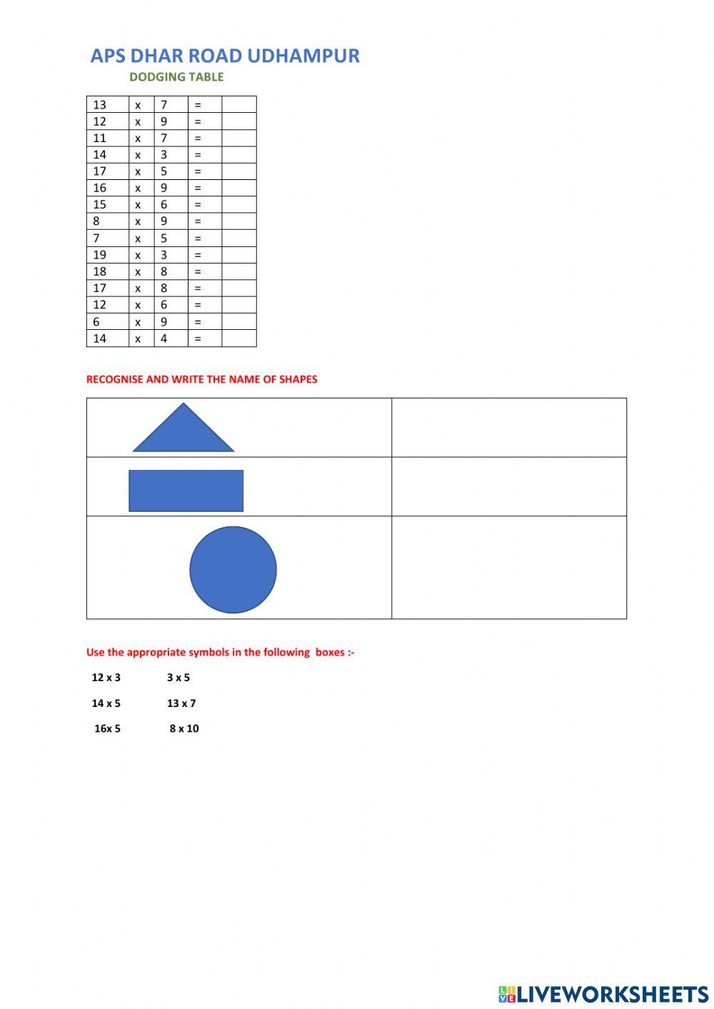 Dodging Table Recognition Of Shapes And Symbols Worksheet Live dodging-table-recognition-of-shapes-and-symbols-worksheet-live