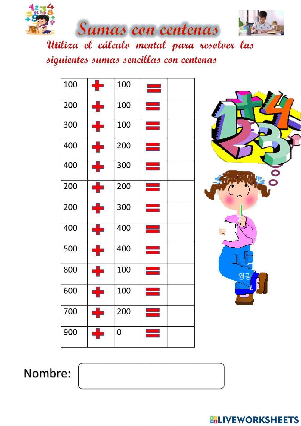 Sumas con centenas