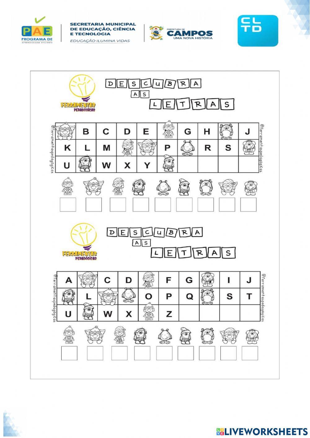 Reconhecendo o alfabeto