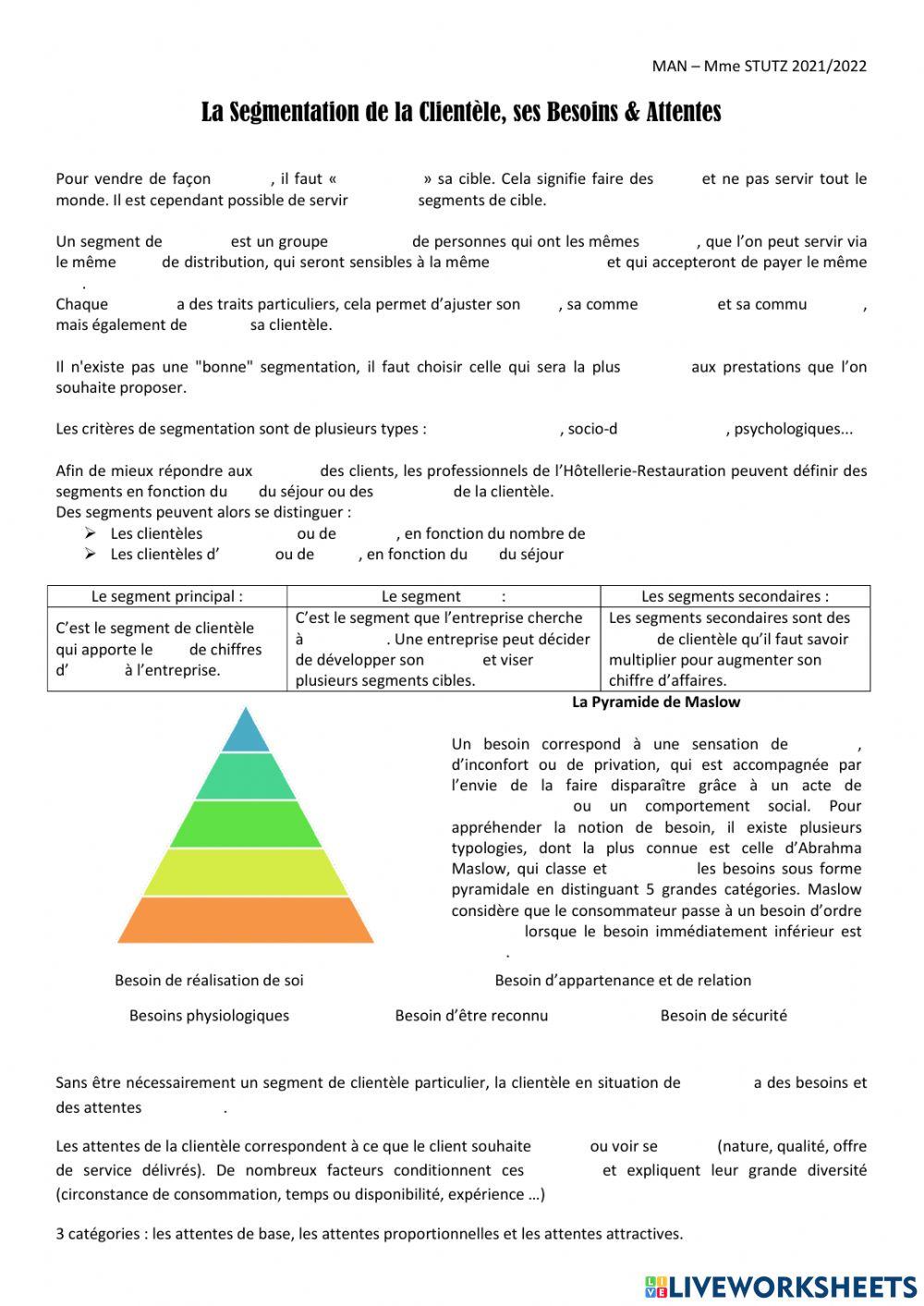 Segmentations & Besoins clientèle