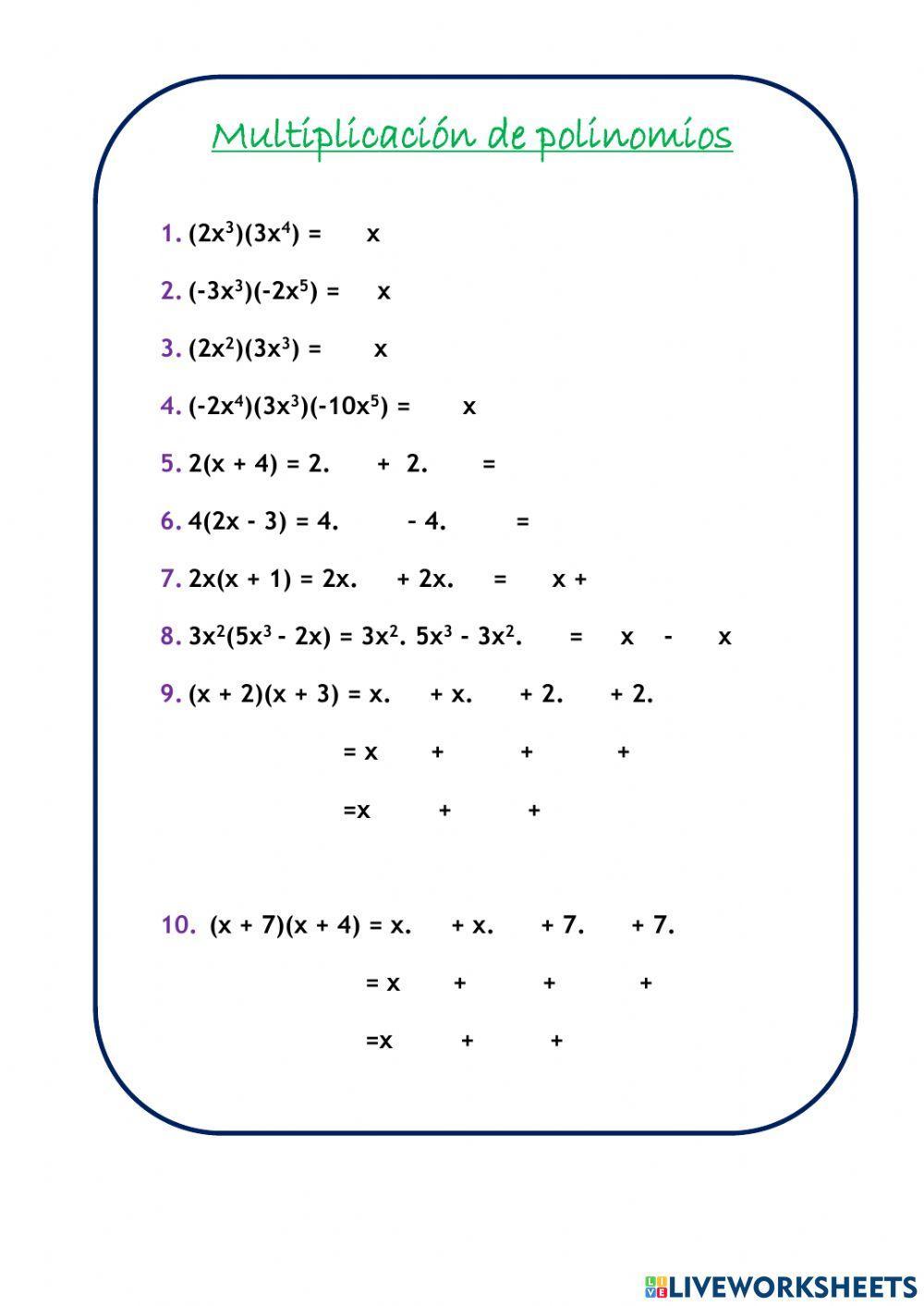 Multiplicación de polinomios