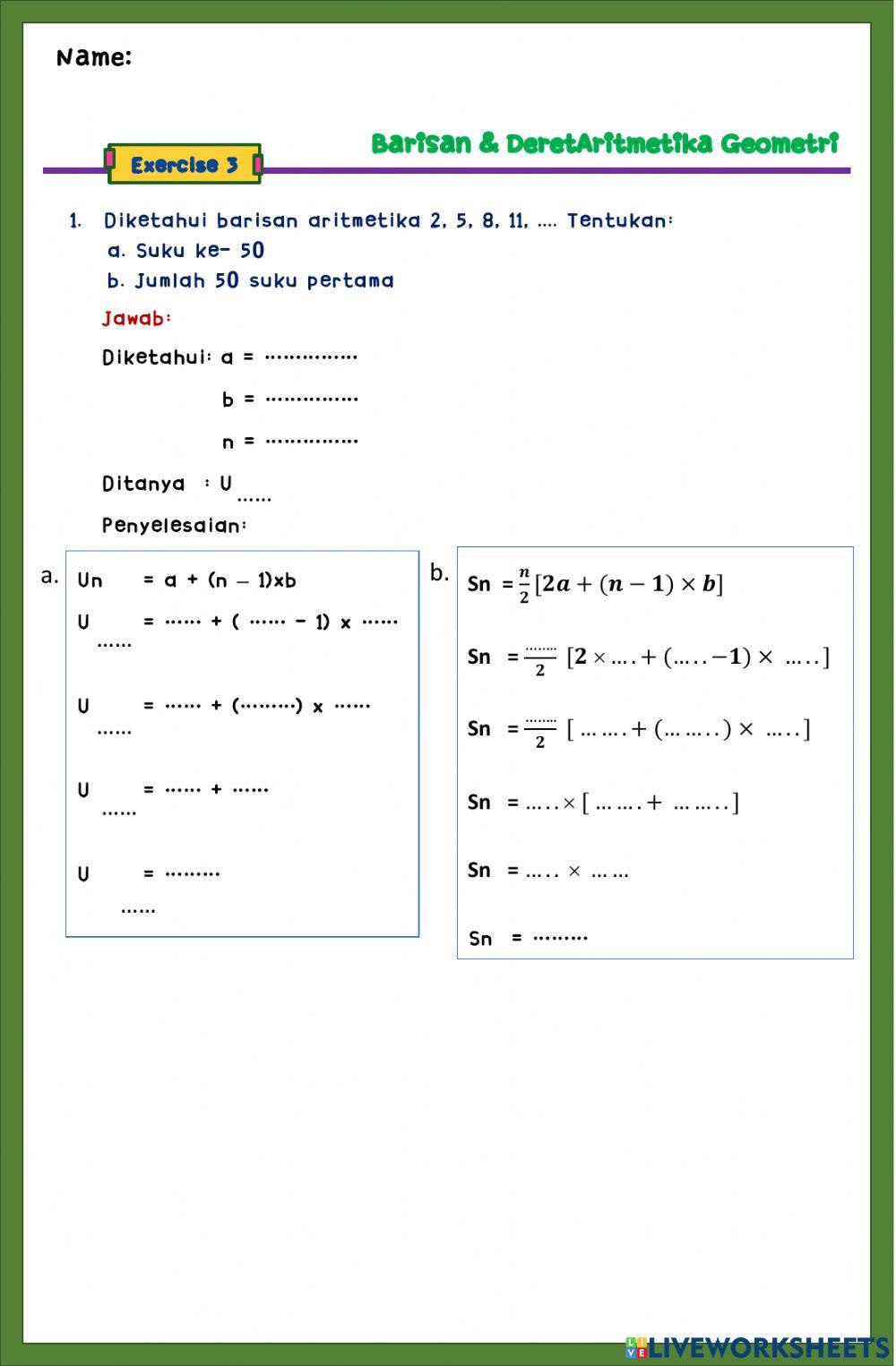 Exercise 3 online exercise | Live Worksheets