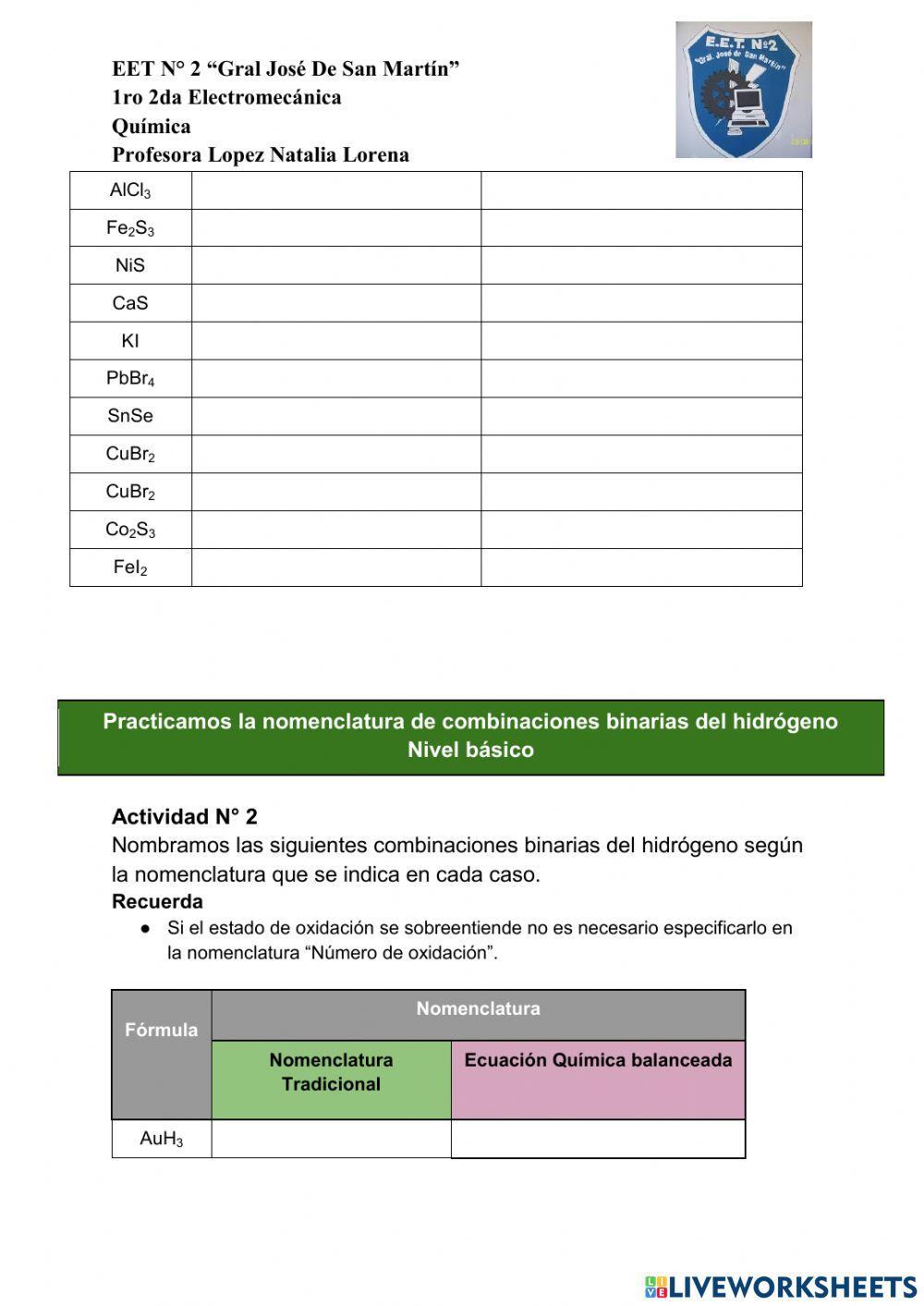 Hidruros Metálicos - No Metálicos