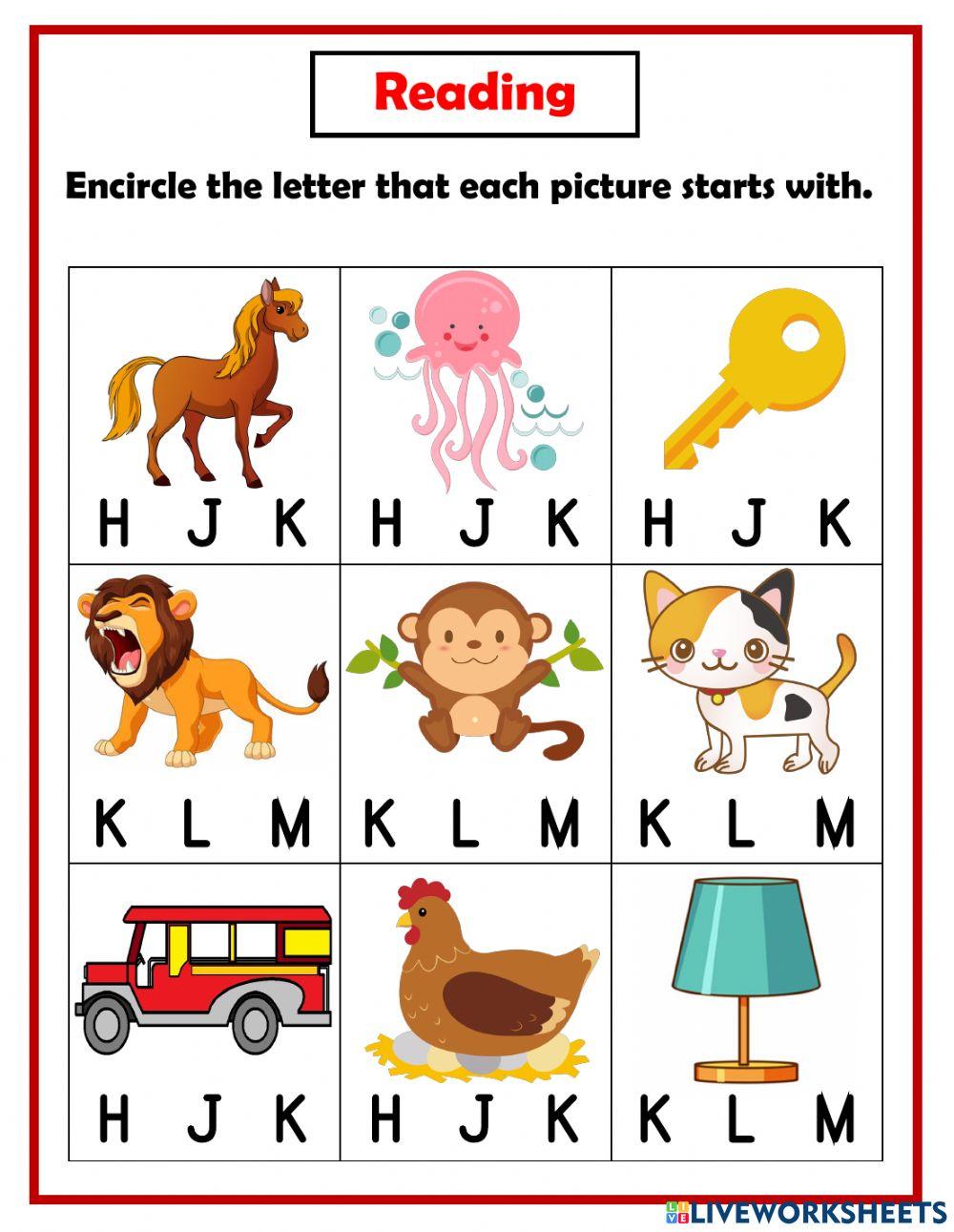 K1 Q1 W4 Reading - Consonants H, J, K, L, M