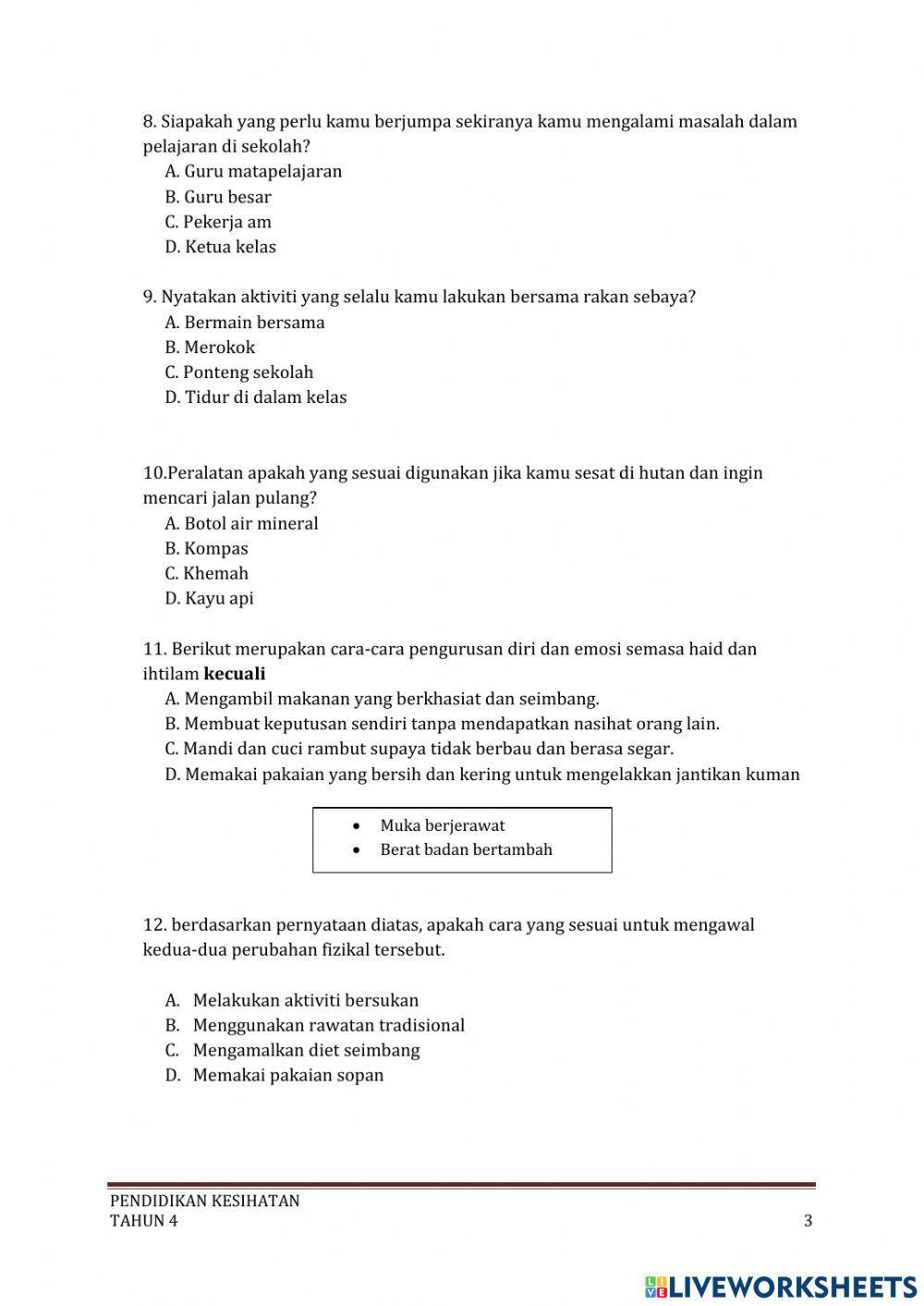 Peperiksaan pertengahan tahun pjpk tahun 4