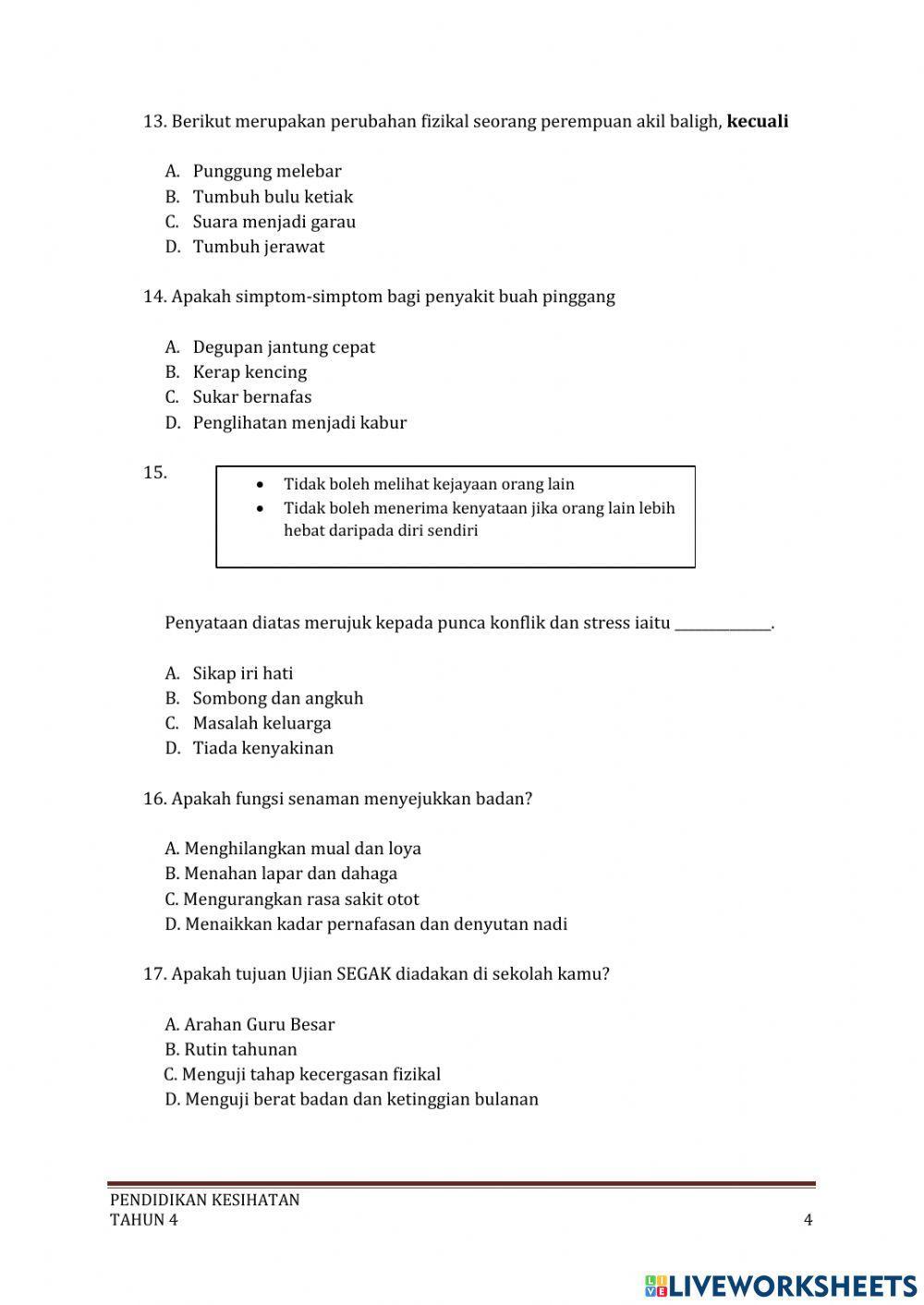 Peperiksaan pertengahan tahun pjpk tahun 4