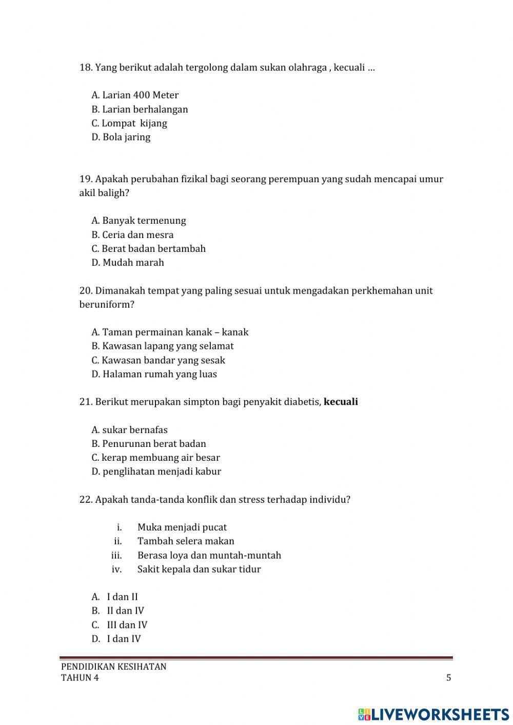 Peperiksaan pertengahan tahun pjpk tahun 4