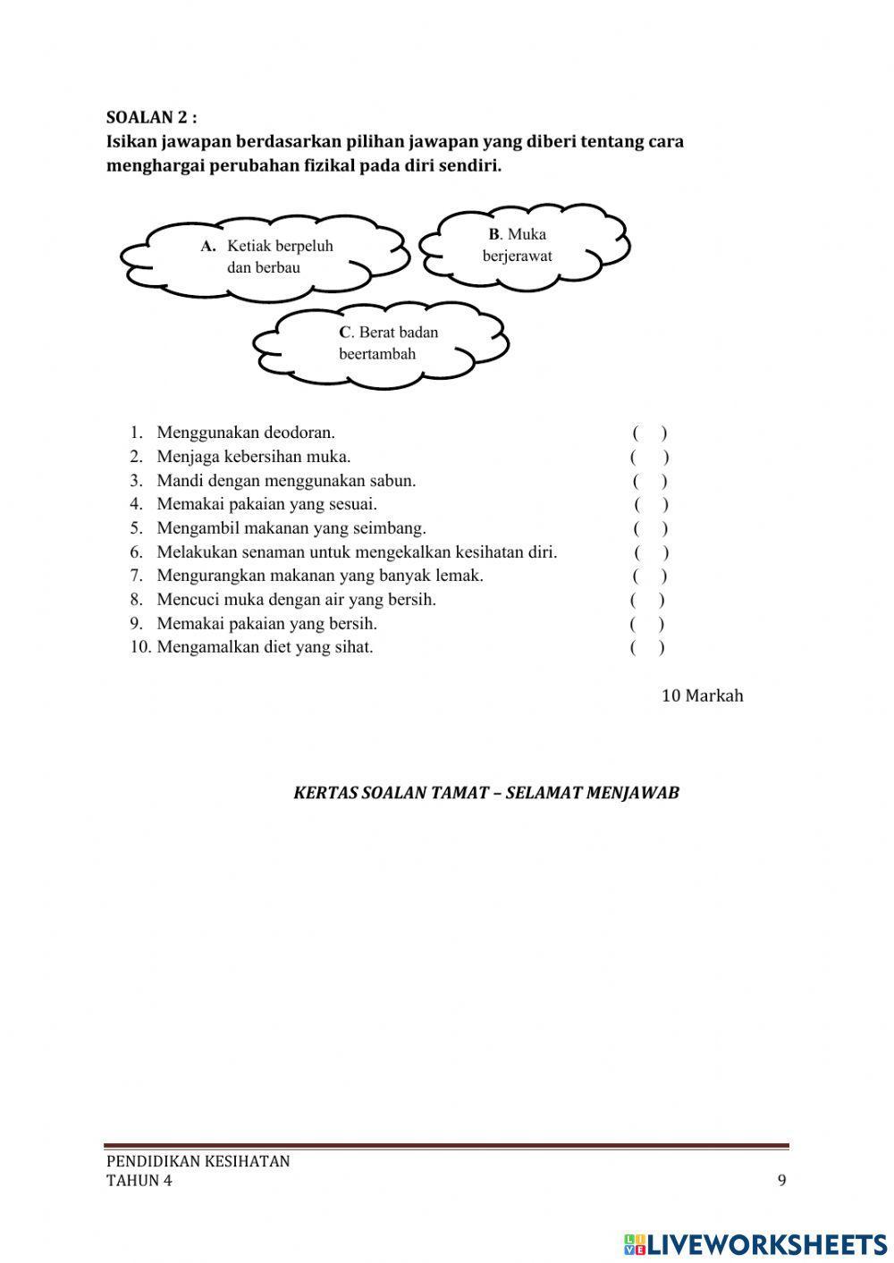Peperiksaan pertengahan tahun pjpk tahun 4
