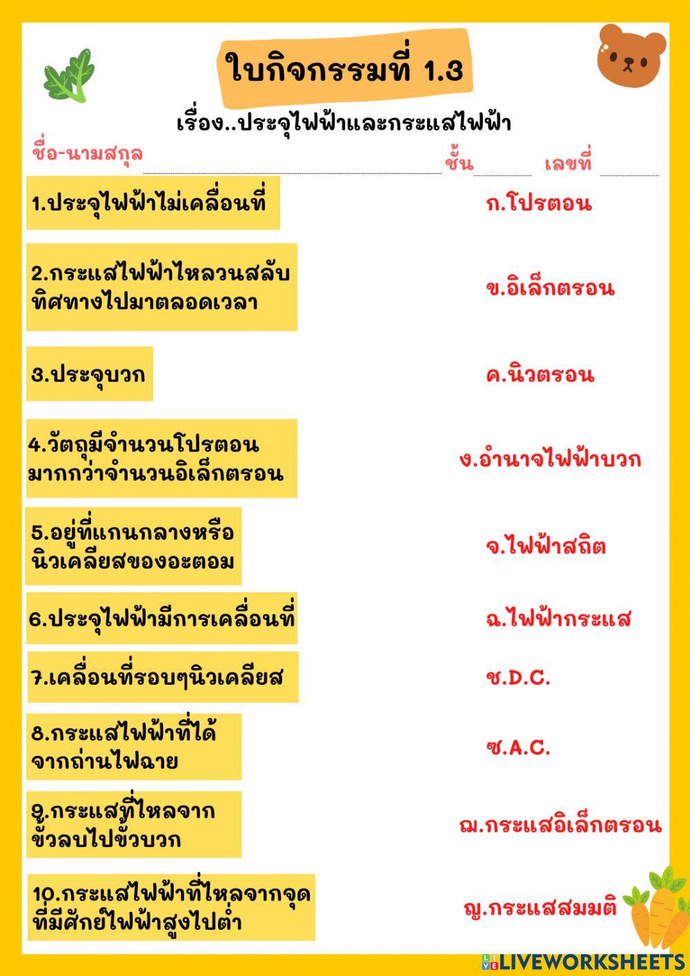 ใบกิจกรรมที่ 1.3