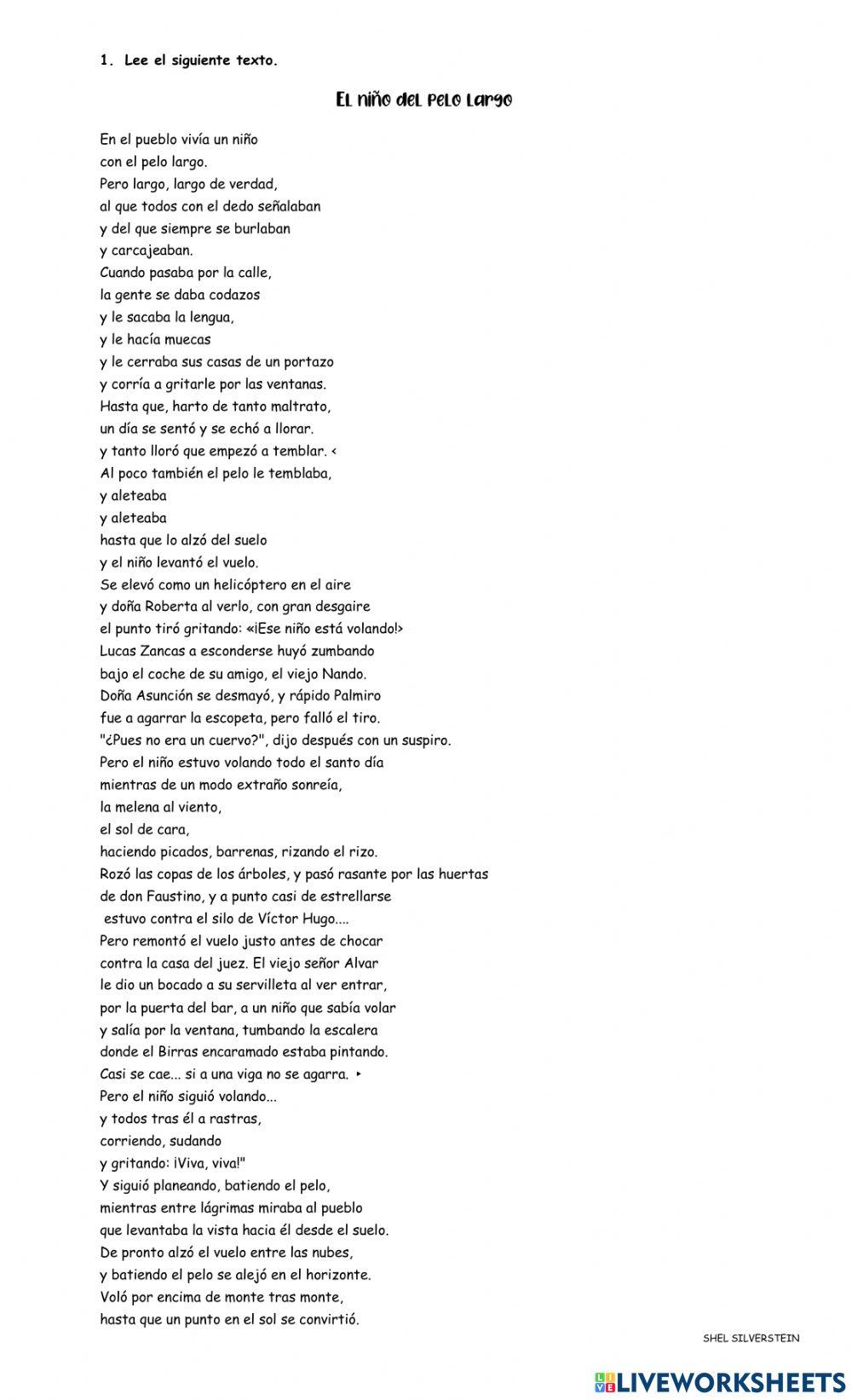 Poema Narrativo -El niño del cabello largo-