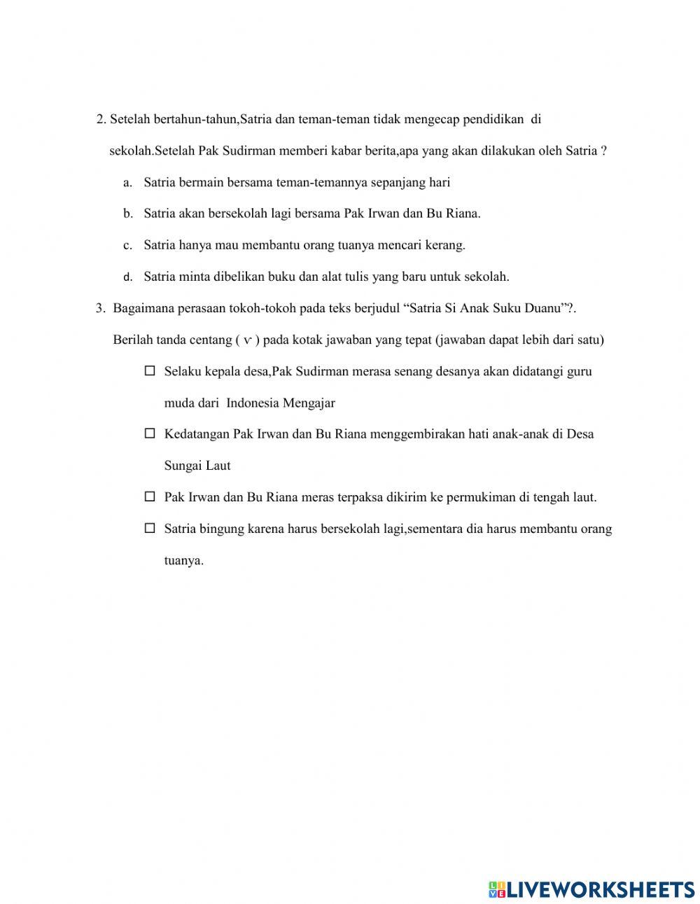 Soal Literasi membaca