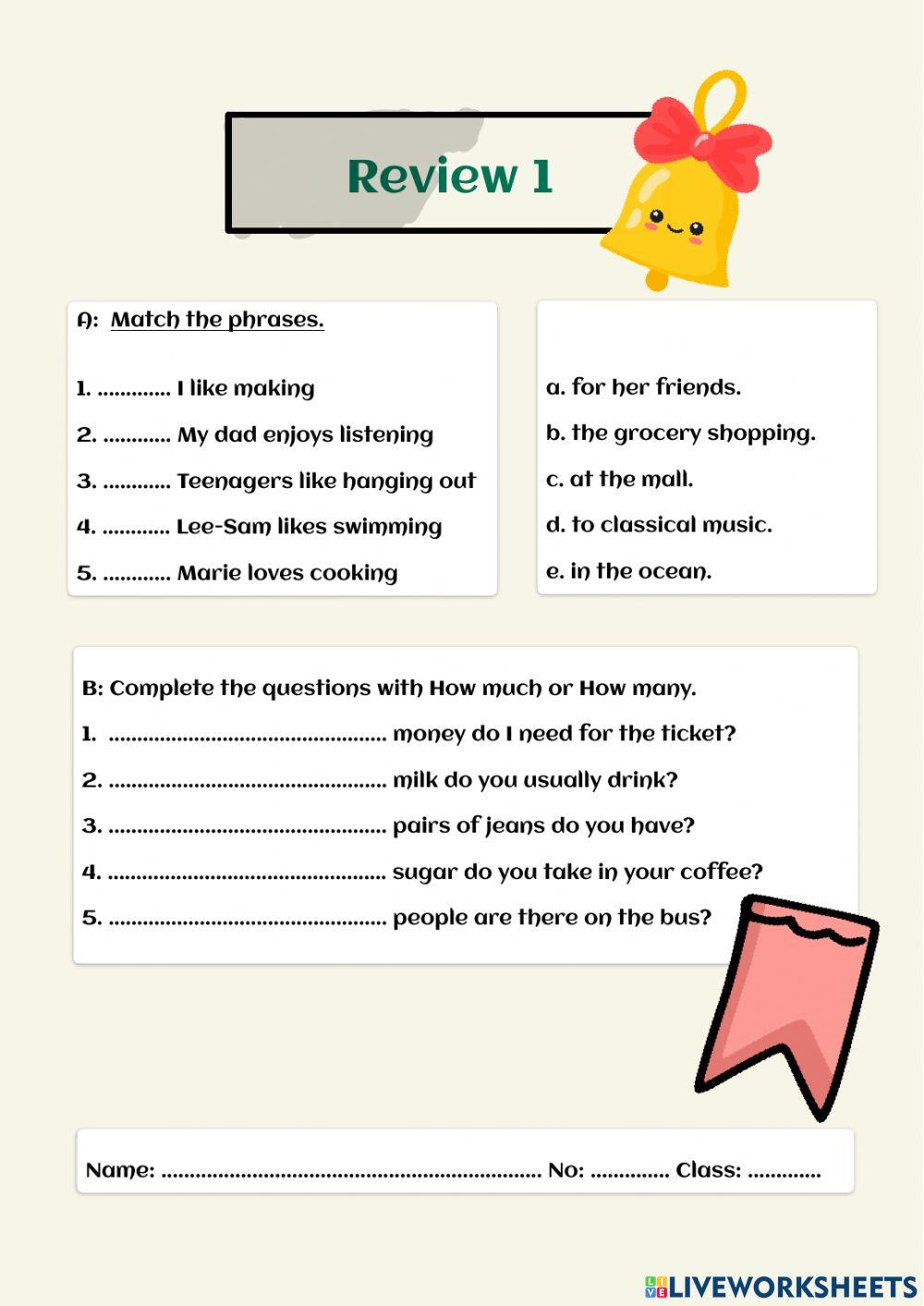Review online exercise for grade6 9 live worksheets