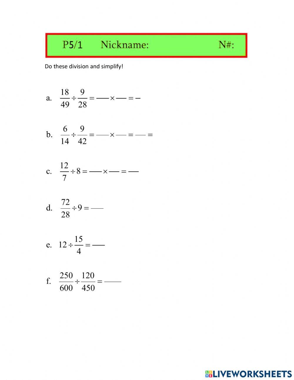 Division fractions