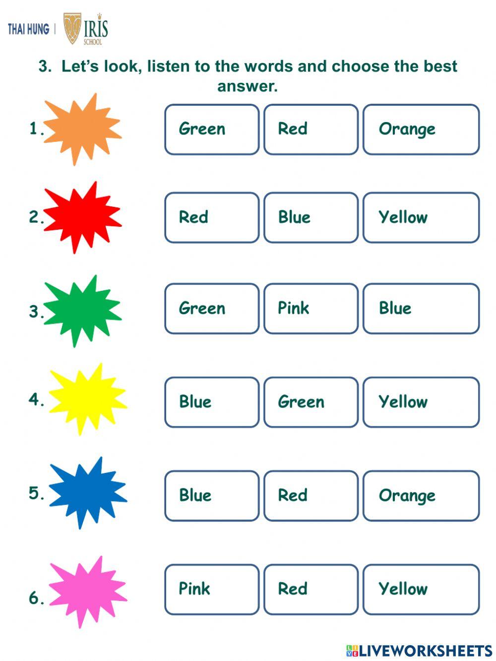 Worksheet about Colors for Kids