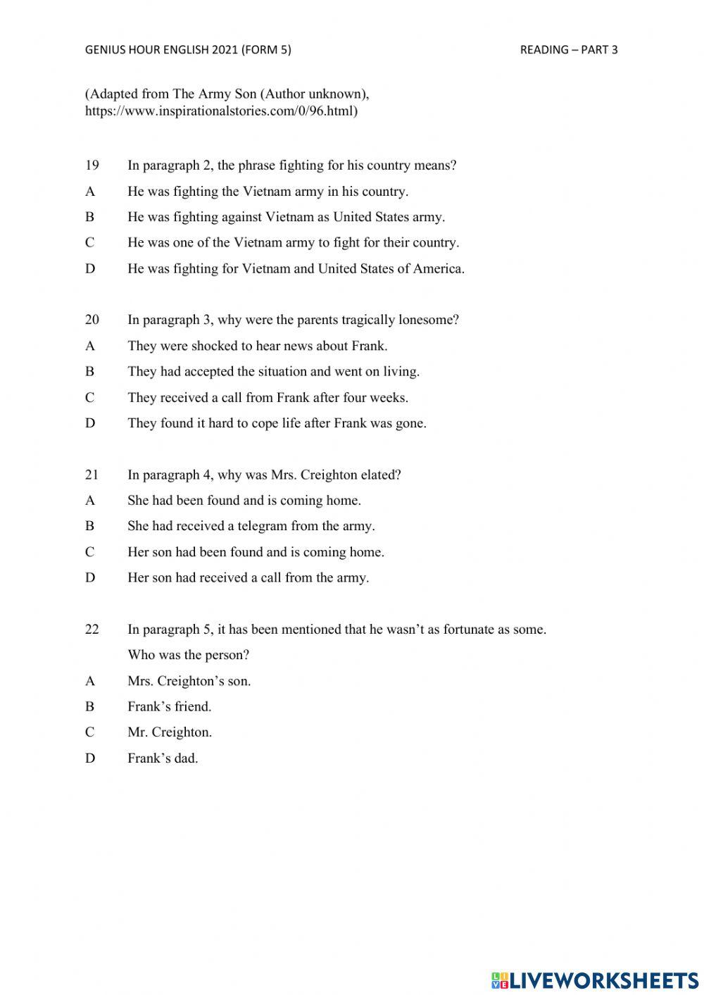 English SPM (Reading - PART 3) Genius Hour 