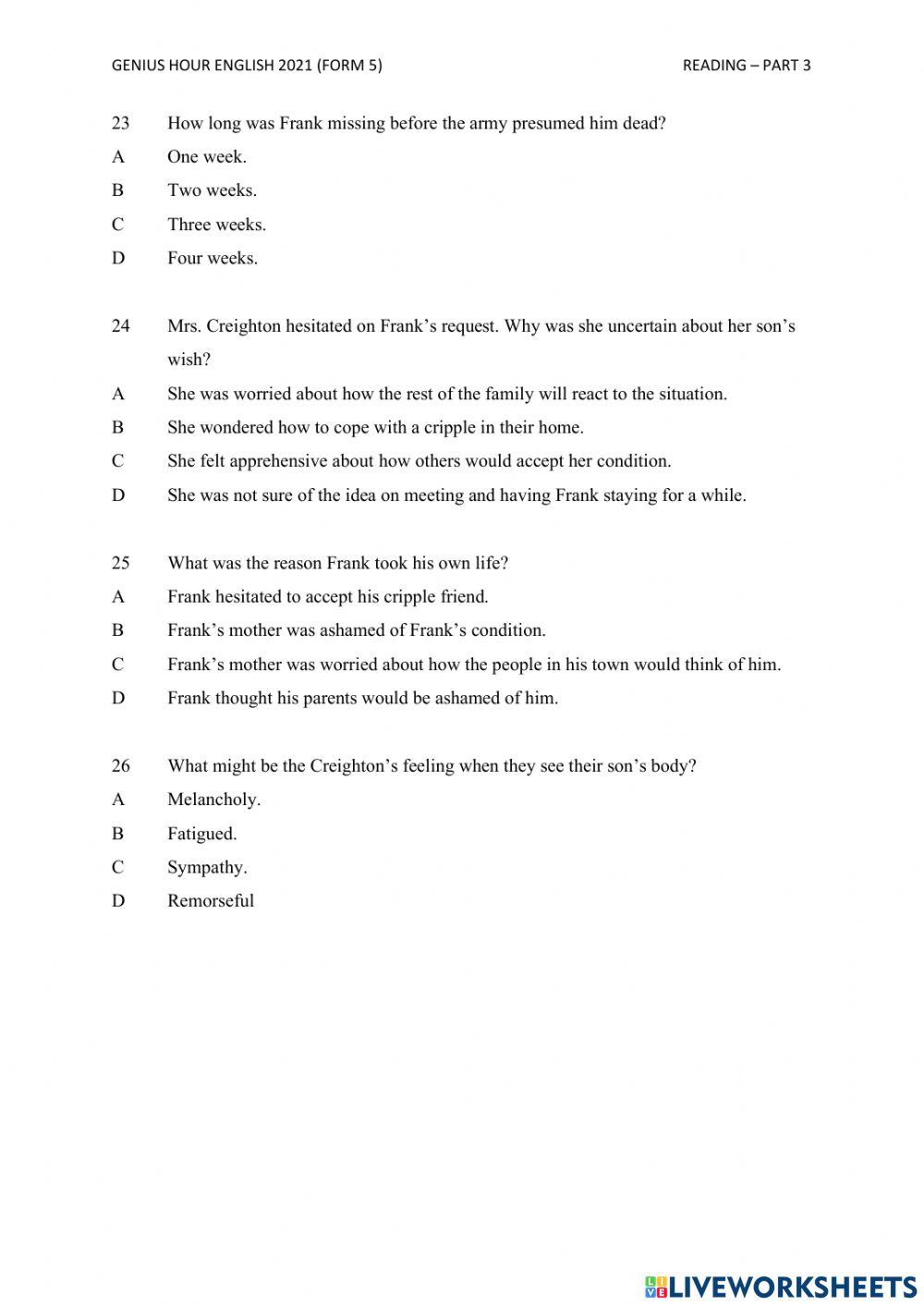 English SPM (Reading - PART 3) Genius Hour 