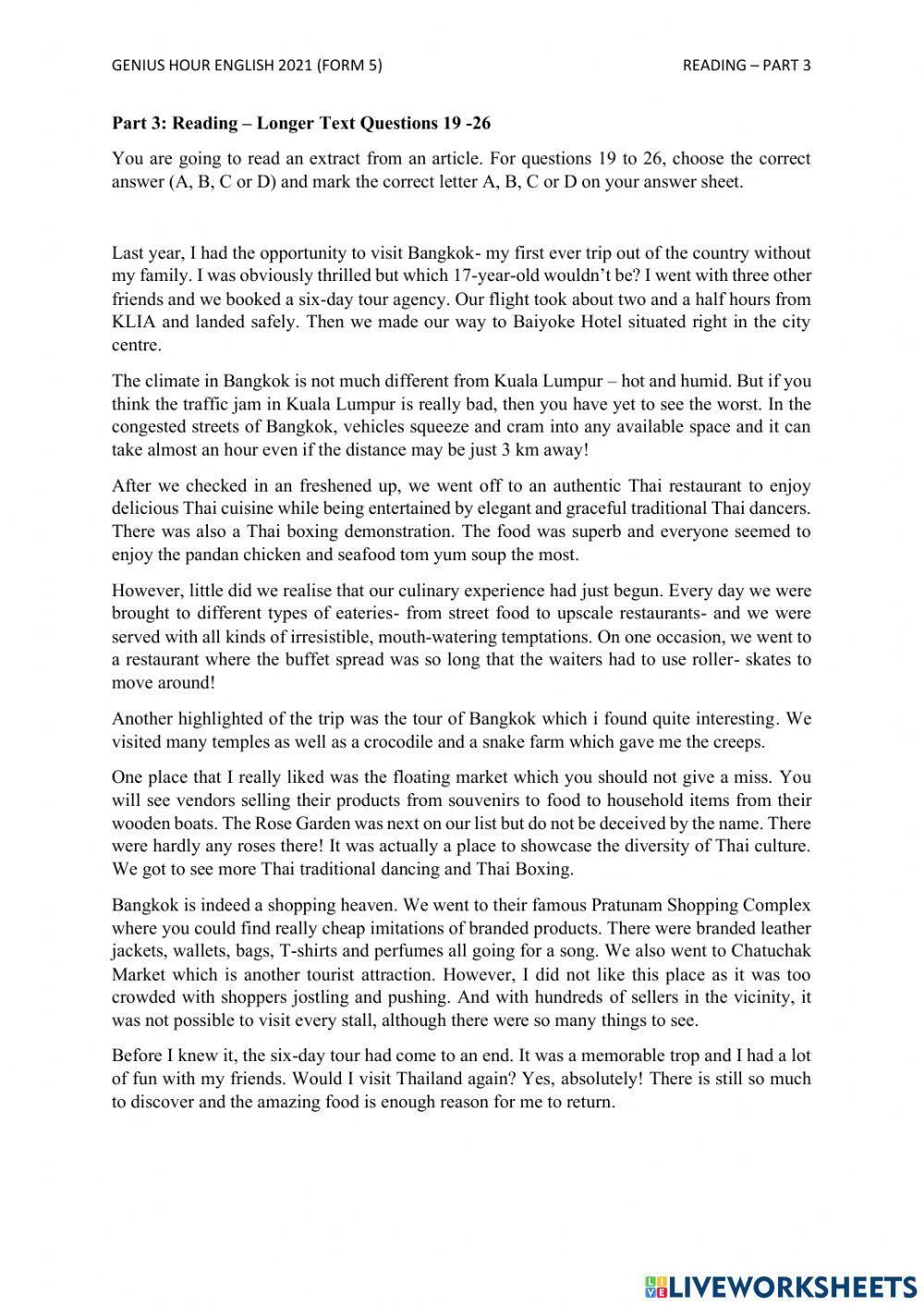 English SPM (Reading - PART 3) Genius Hour 