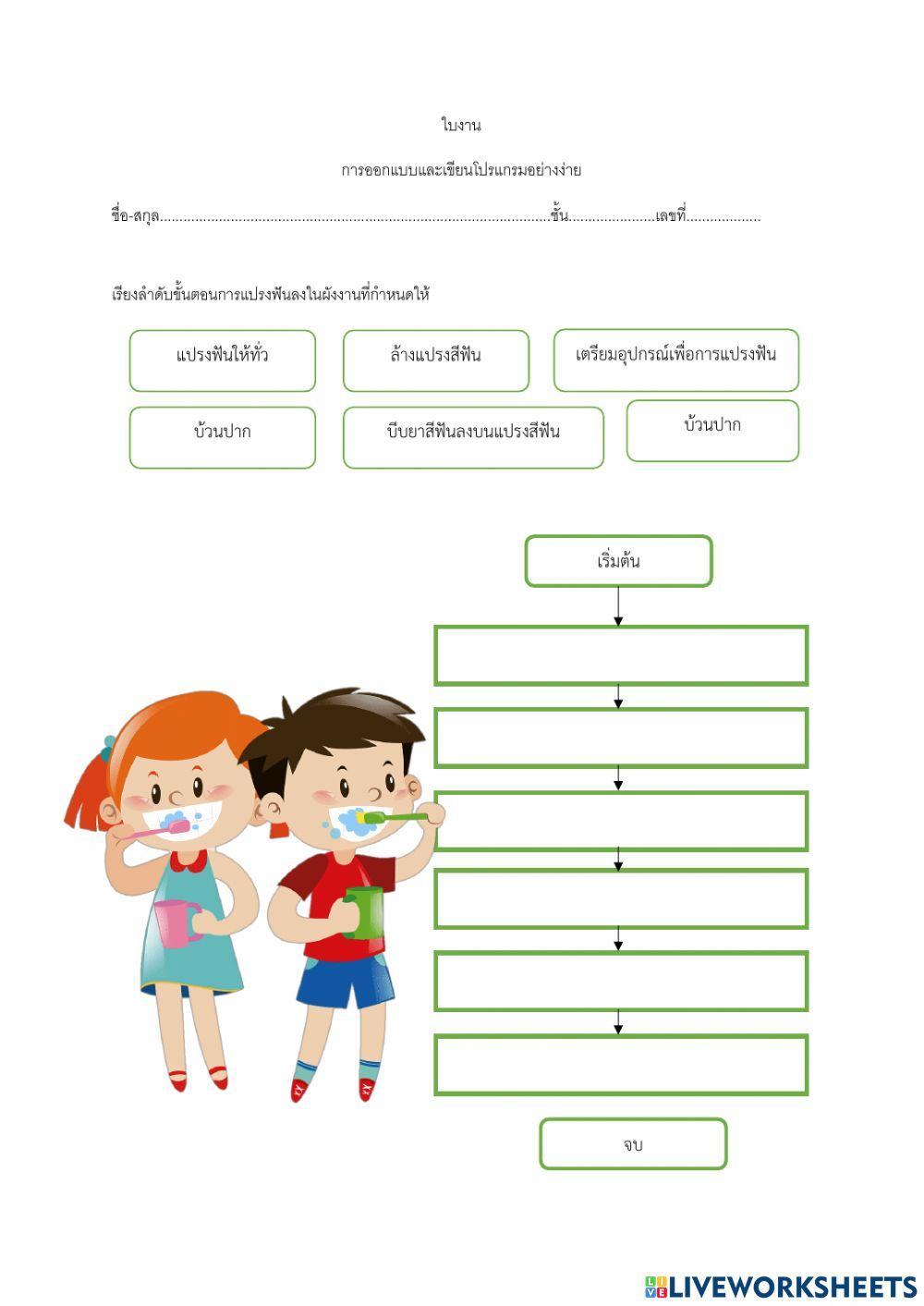 ใบงาน การออกแบบและเขียนโปรแกรม