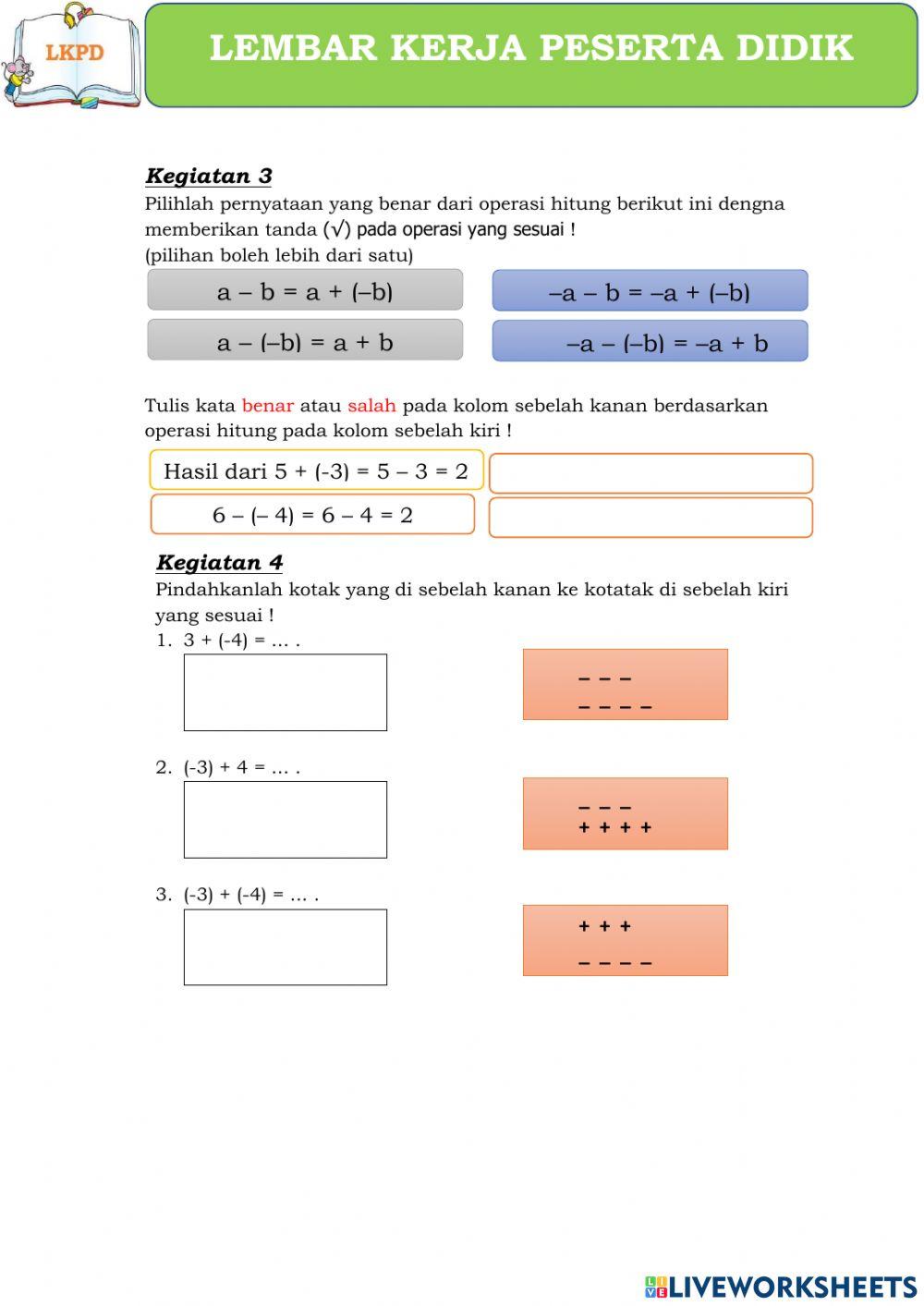 LKPD Mat 3-Penjumlahan pengurangan Bilbul
