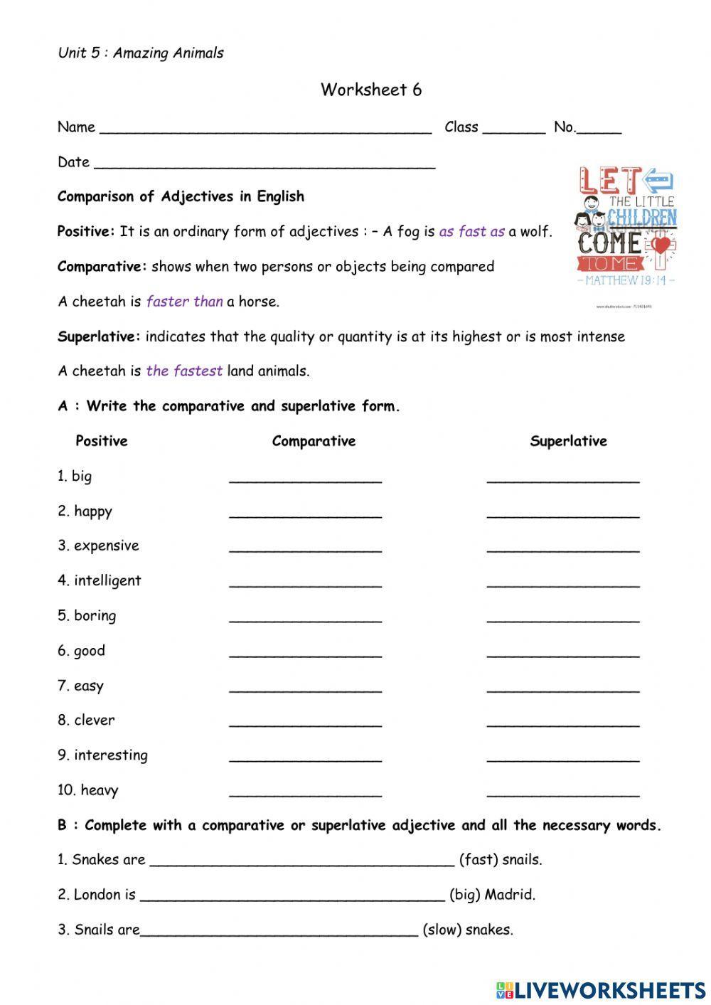 Unit 5: comparisons of adjective