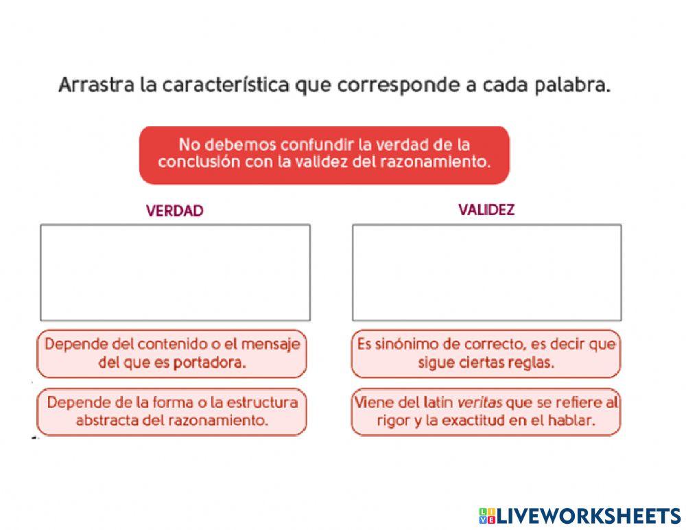 Ejercicios de consolidación, La verdad y la validez Ejercicios de consolidación, La verdad y la validez