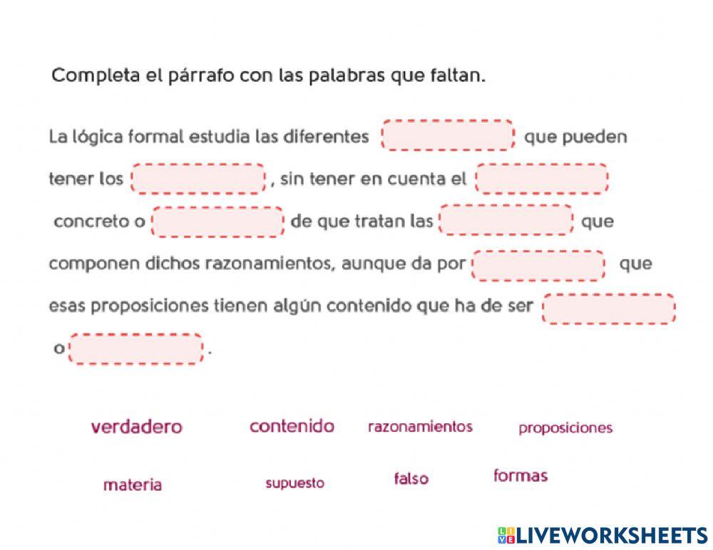 Ejercicios de consolidación, La verdad y la validez Ejercicios de consolidación, La verdad y la validez
