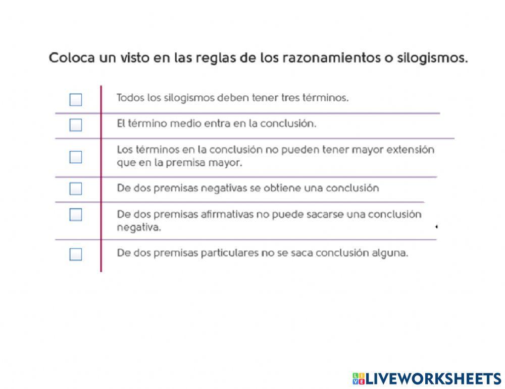Ejercicios de consolidación, La verdad y la validez Ejercicios de consolidación, La verdad y la validez