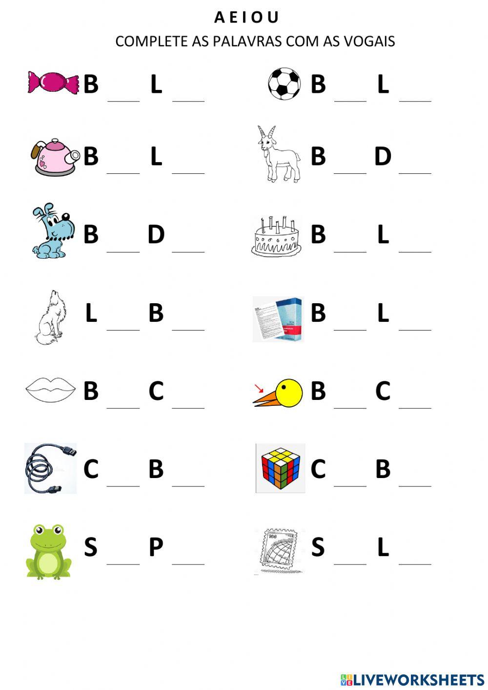 Complete com as vogais