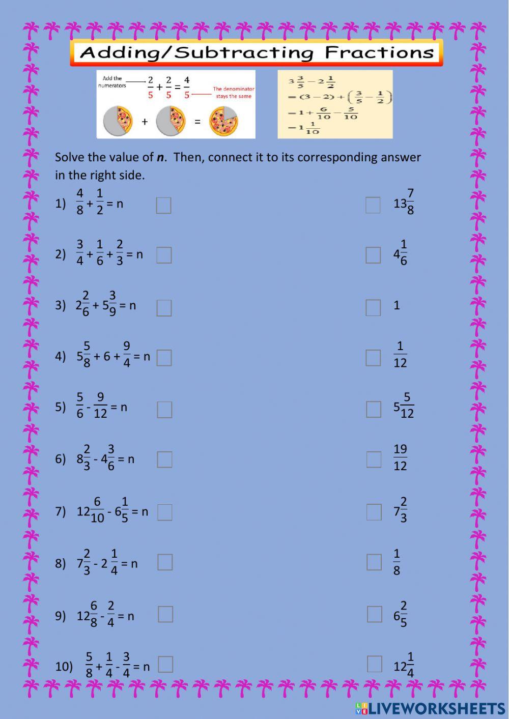 Addition - subtraction of fractions