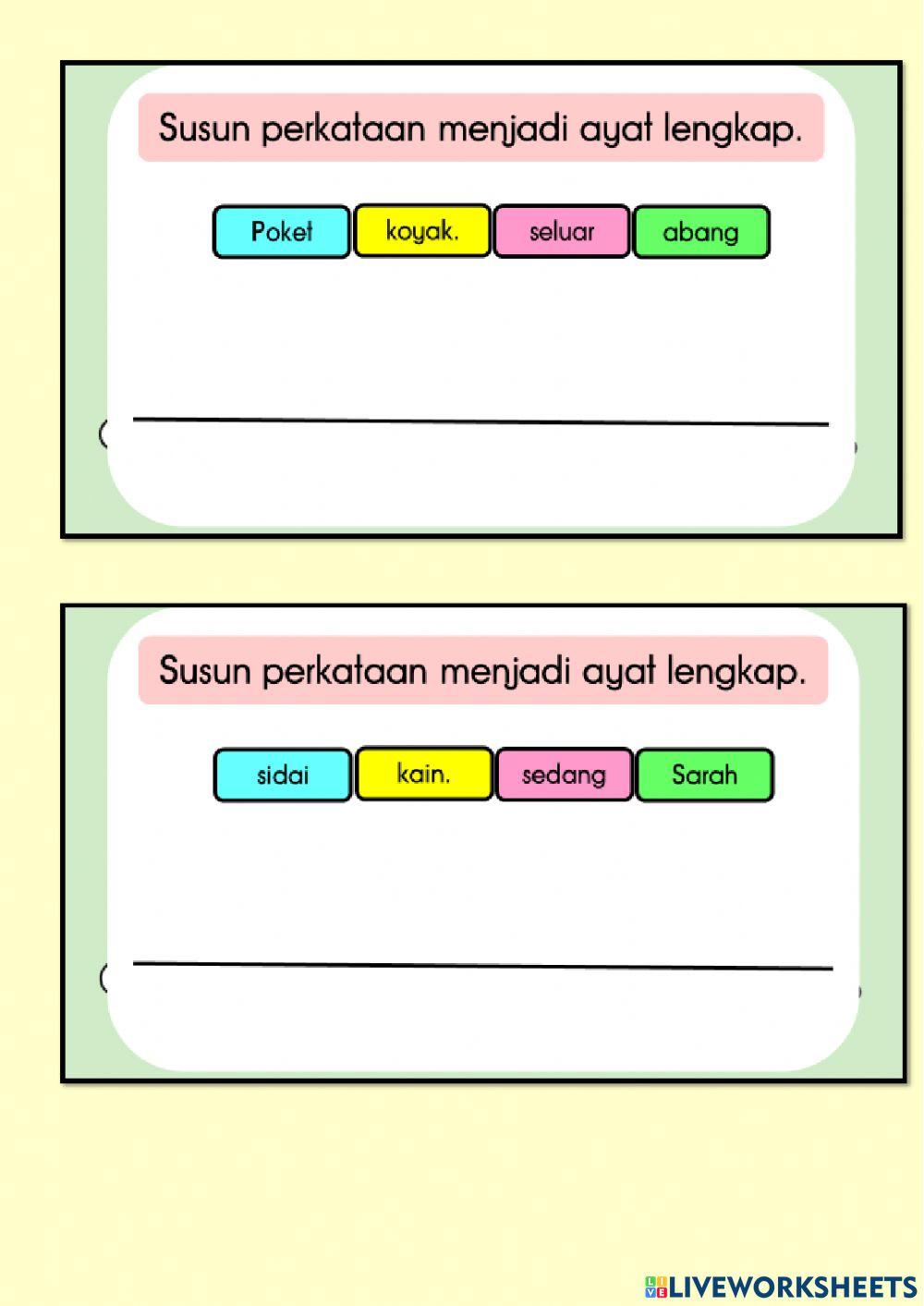 Menyusun perkataan menjadi ayat lengkap