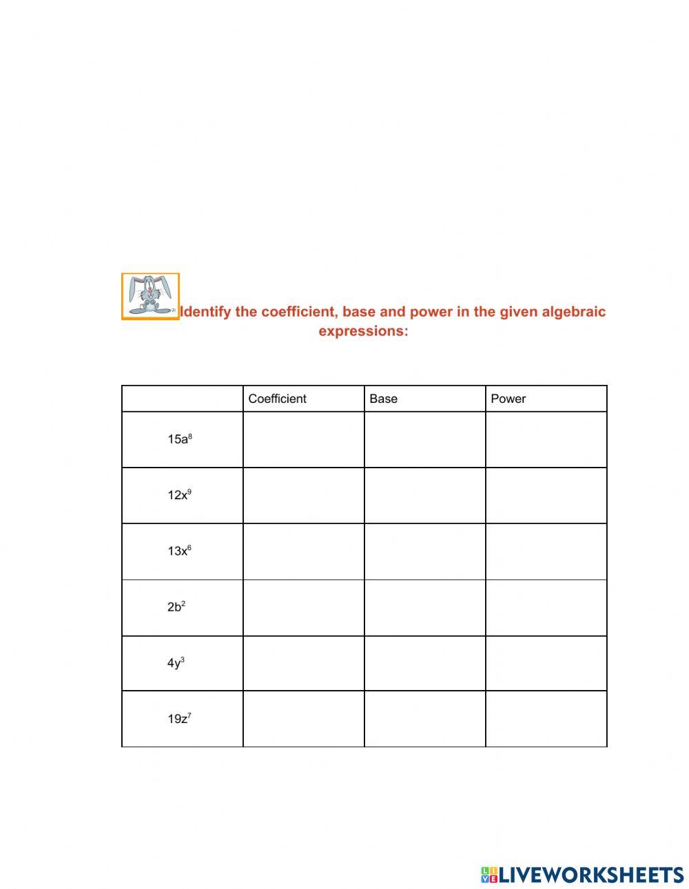 Algebraic expression