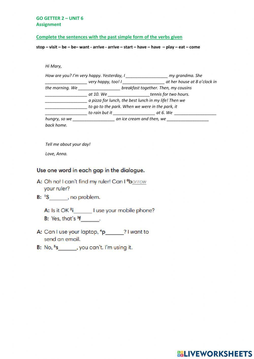 Go getter 2 - Unit 6 - Revision