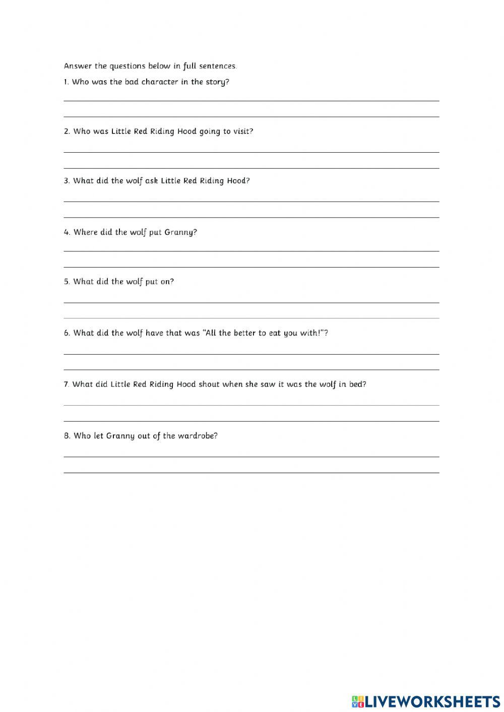 Red Riding hood questions