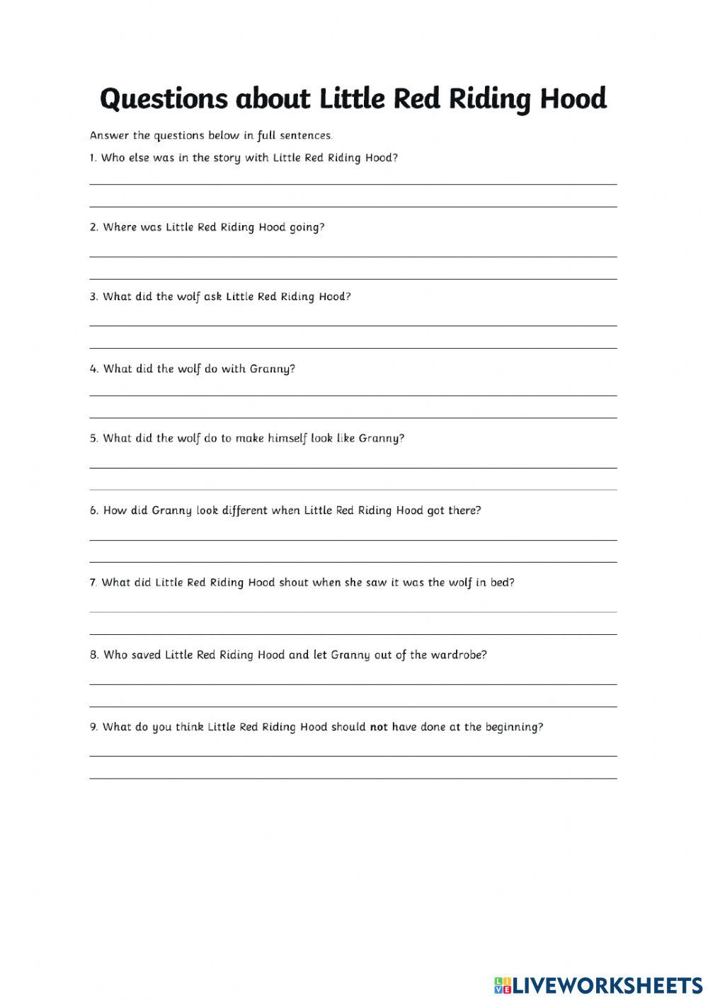 Red Riding hood questions