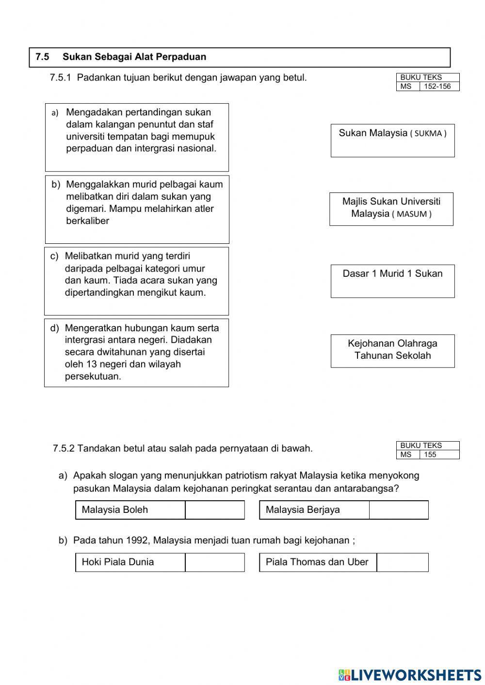Sejarah Tingkatan 5 Bab 7 Sub Topik 7.3 - 7.6